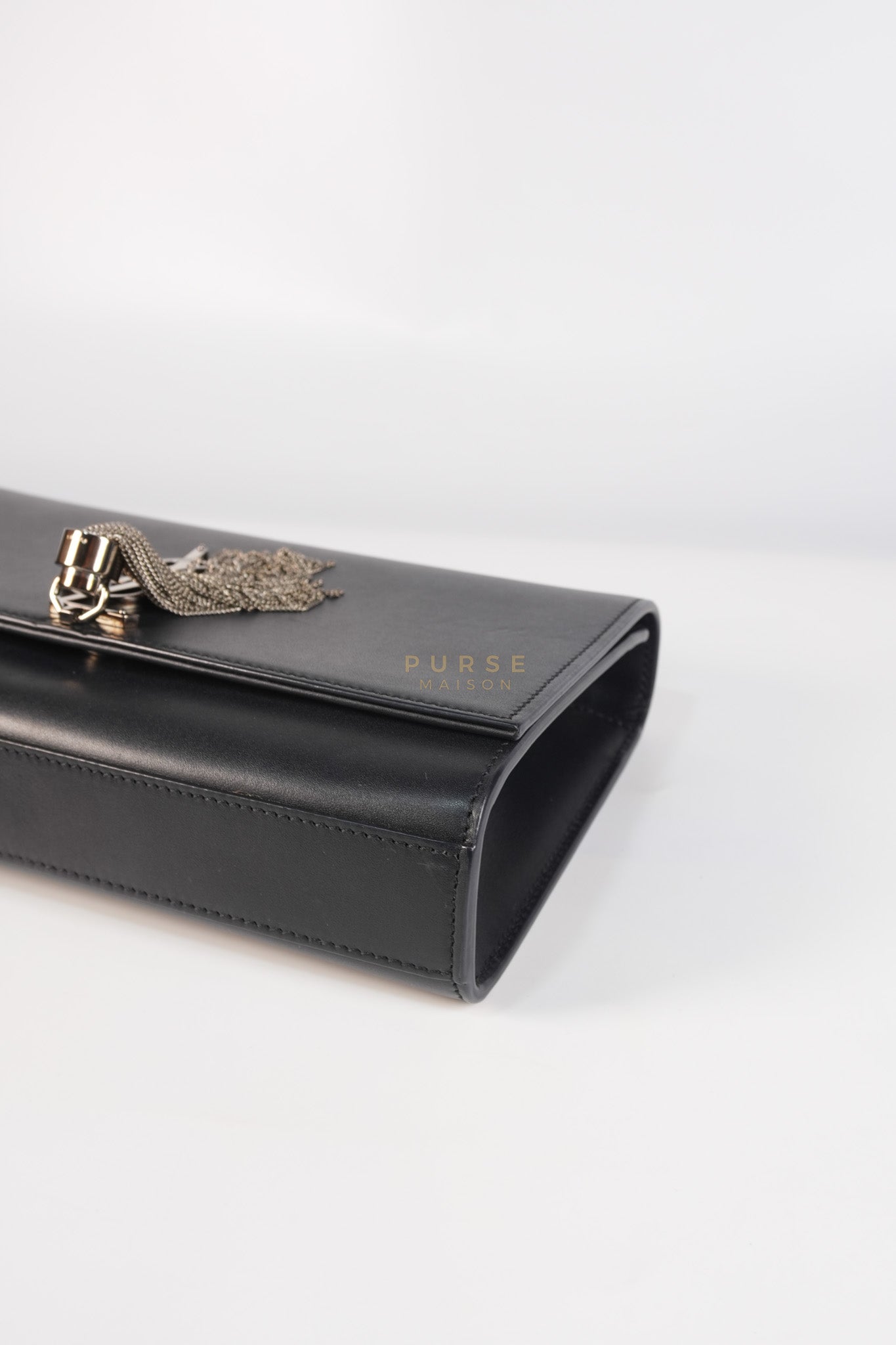 Kate Tassel Bag Medium in Black Smooth Calfskin Leather Silver Hardware | Purse Maison Luxury Bags Shop