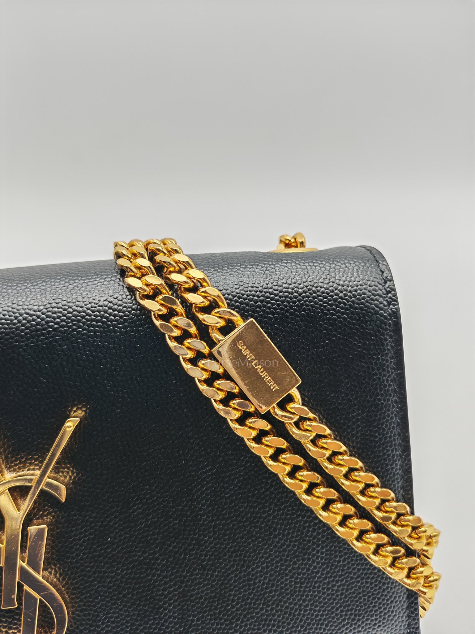 Kate Tassel Small in Black Monogram Grain De Poudre Leather Gold Hardware | Purse Maison Luxury Bags Shop