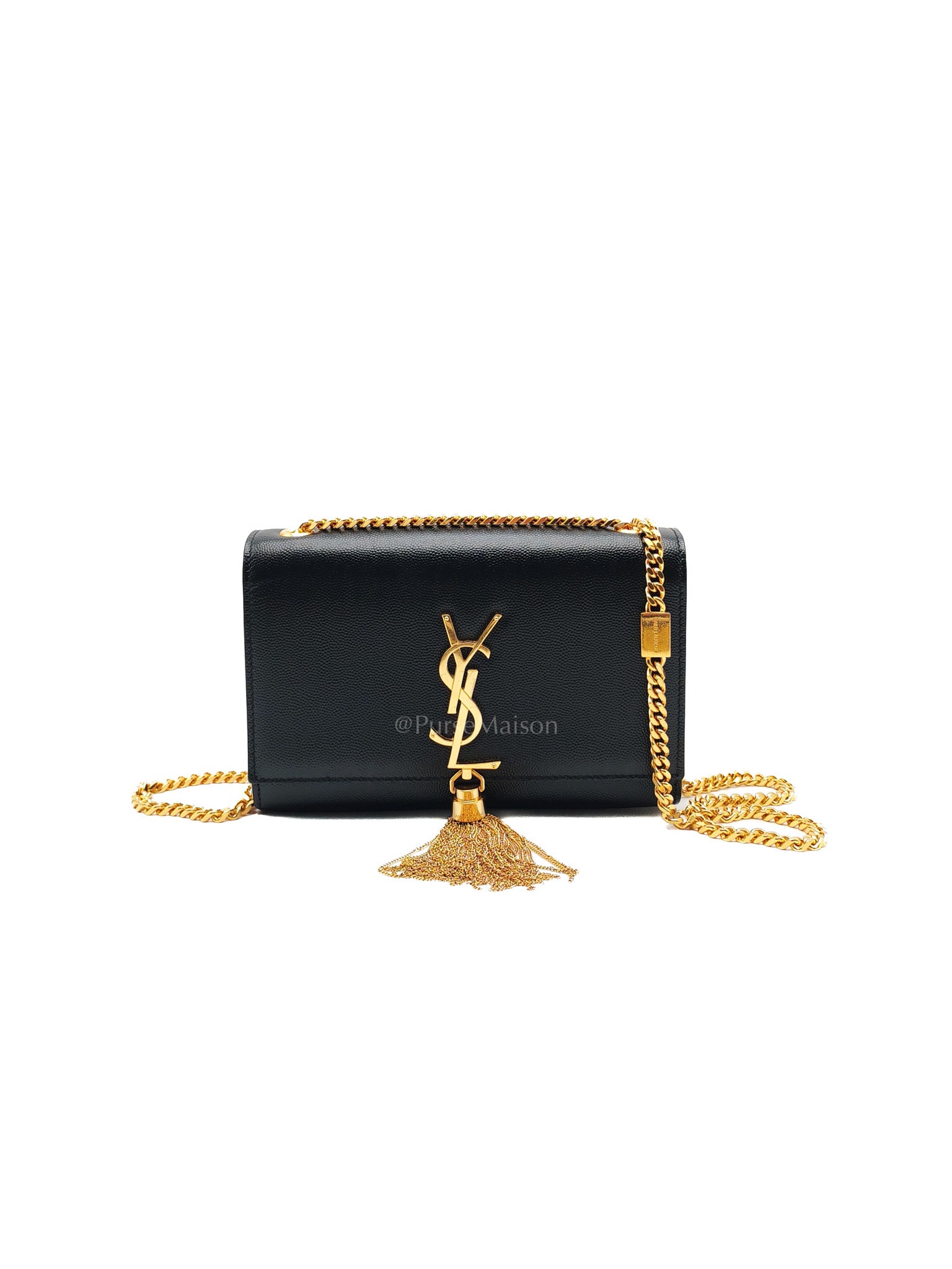 Kate Tassel Small in Black Monogram Grain De Poudre Leather Gold Hardware | Purse Maison Luxury Bags Shop