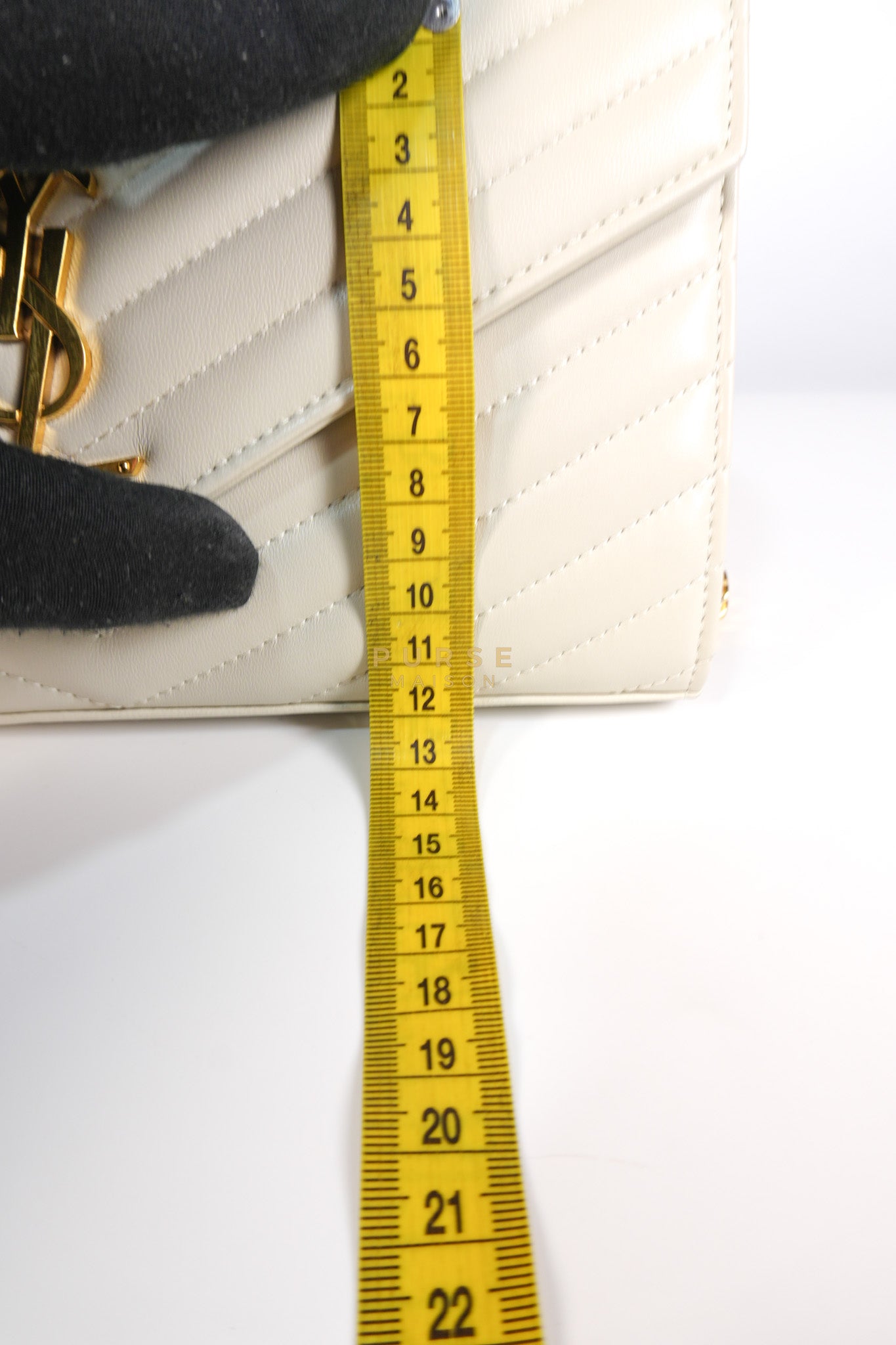 Kate Wallet on Chain in Off White Chevron Quilted Leather | Purse Maison Luxury Bags Shop