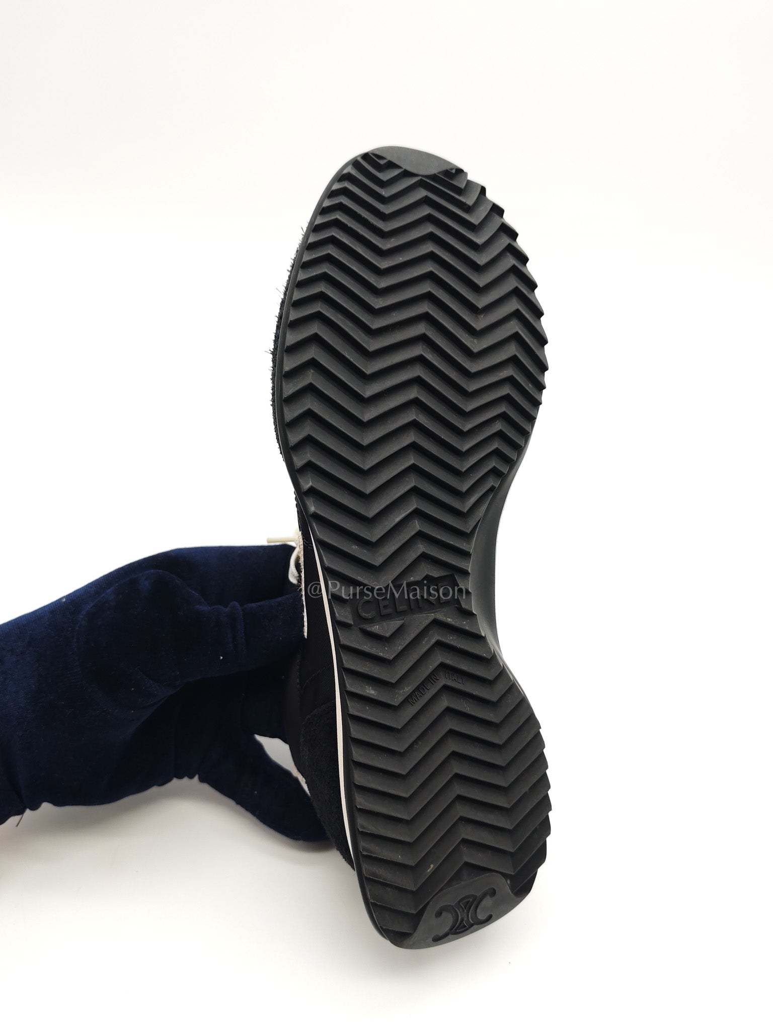 Celine Racer Sneakers in Black Nylon and Sude Size 38 (25cm)