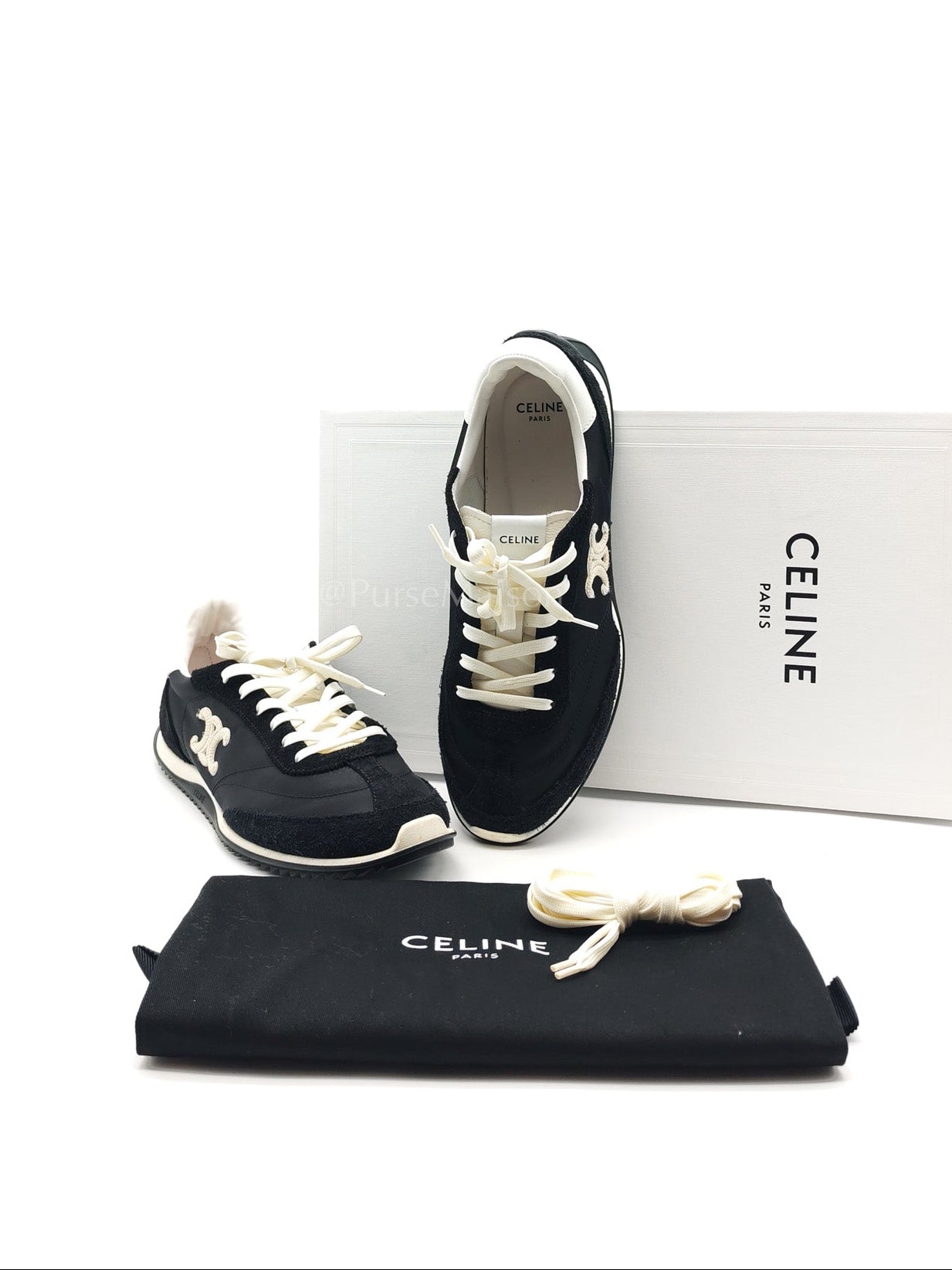 Celine Racer Sneakers in Black Nylon and Sude Size 38 (25cm)