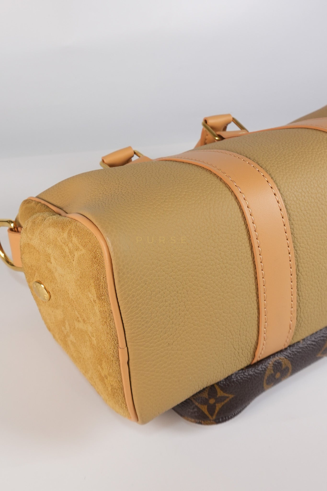 Keepall 25 Bandouliere Cargo in Tonal Suede/ Cowhide/Monogram Canvas (Microchip) | Purse Maison Luxury Bags Shop