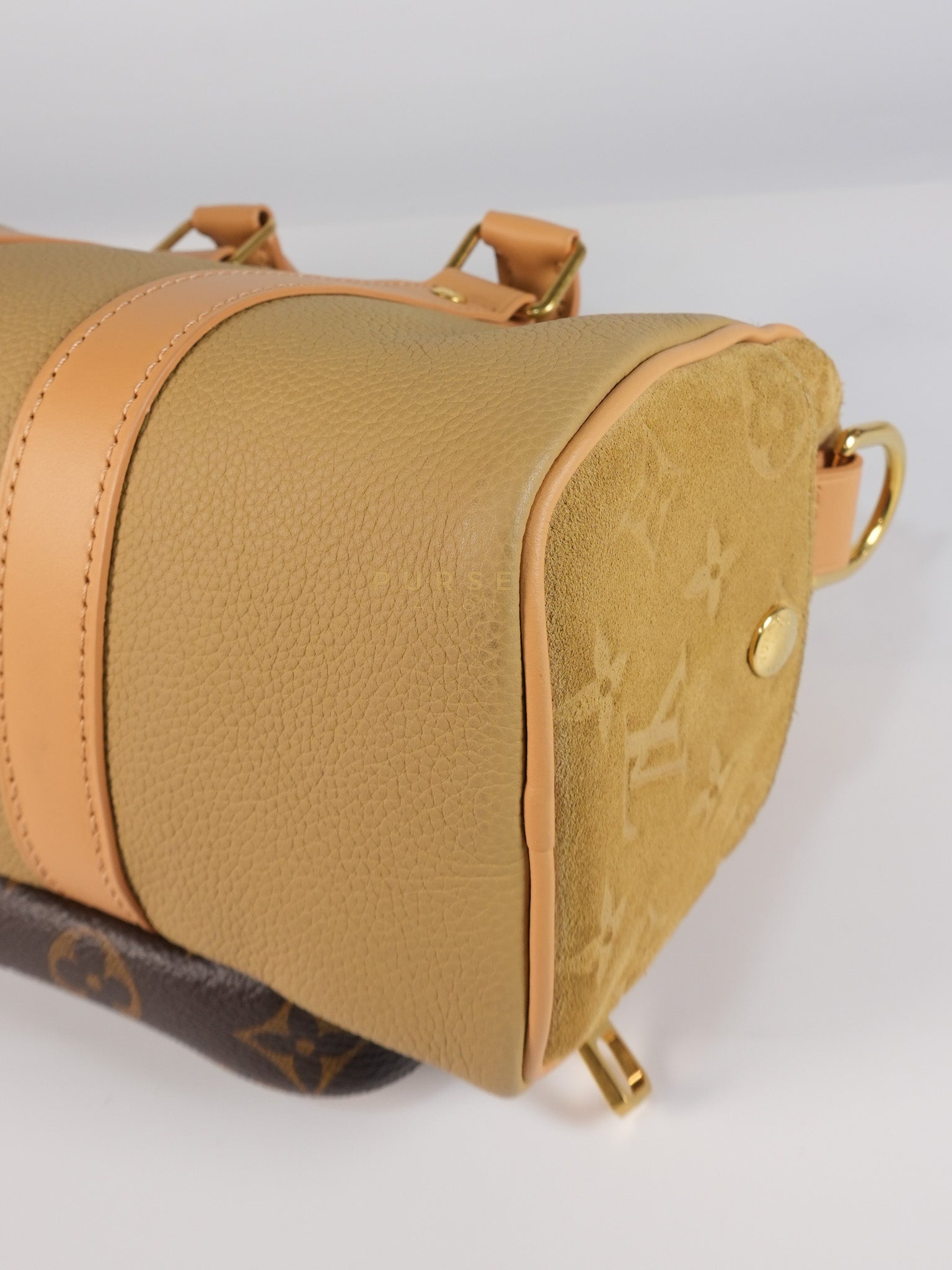 Keepall 25 Bandouliere Cargo in Tonal Suede/ Cowhide/Monogram Canvas (Microchip) | Purse Maison Luxury Bags Shop
