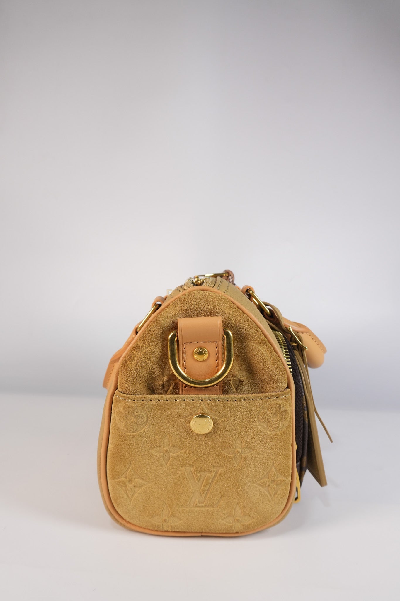Keepall 25 Bandouliere Cargo in Tonal Suede/ Cowhide/Monogram Canvas (Microchip) | Purse Maison Luxury Bags Shop