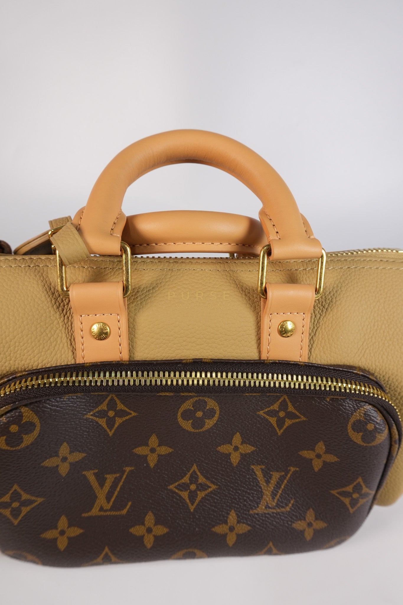 Keepall 25 Bandouliere Cargo in Tonal Suede/ Cowhide/Monogram Canvas (Microchip) | Purse Maison Luxury Bags Shop
