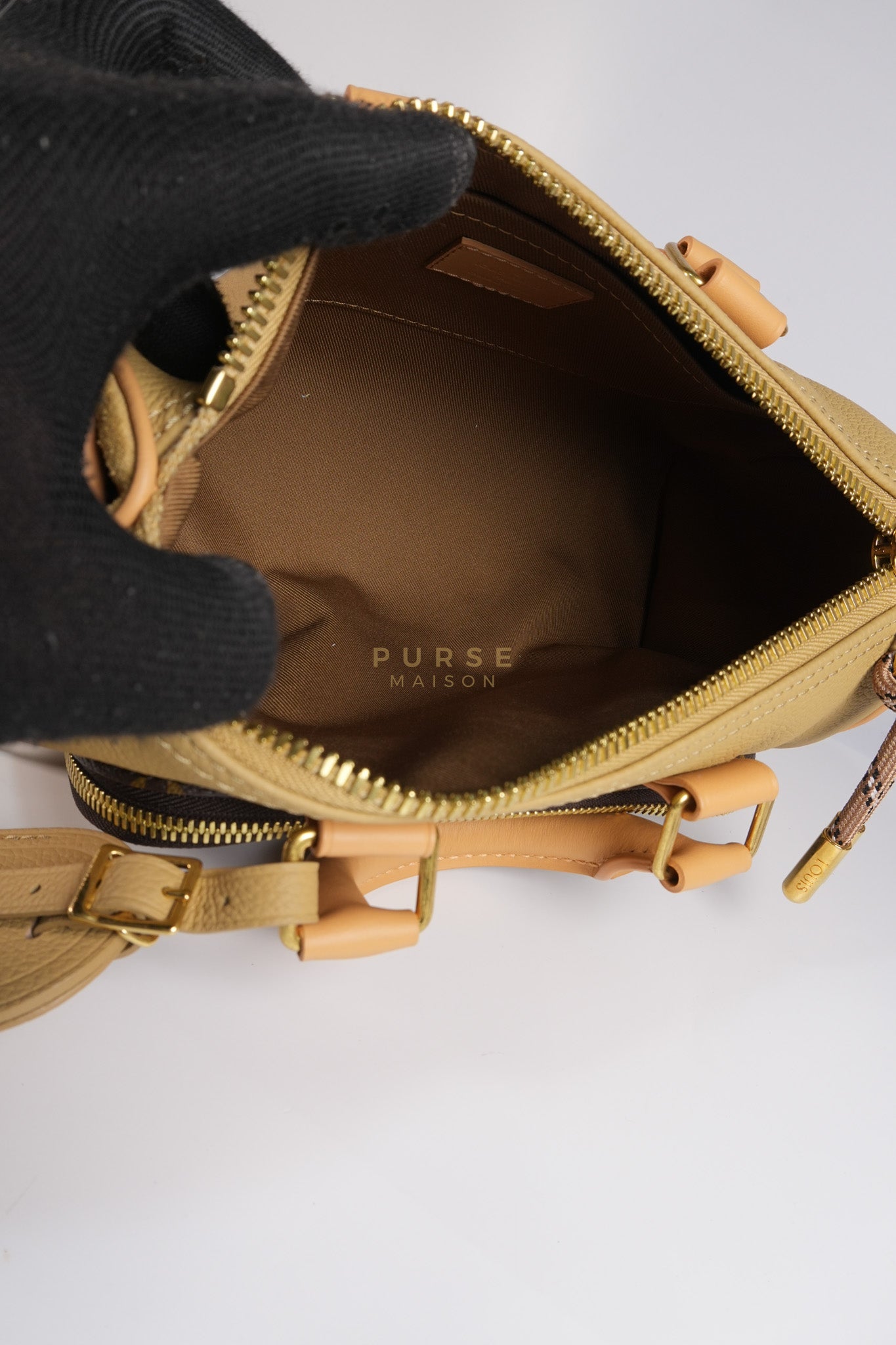 Keepall 25 Bandouliere Cargo in Tonal Suede/ Cowhide/Monogram Canvas (Microchip) | Purse Maison Luxury Bags Shop