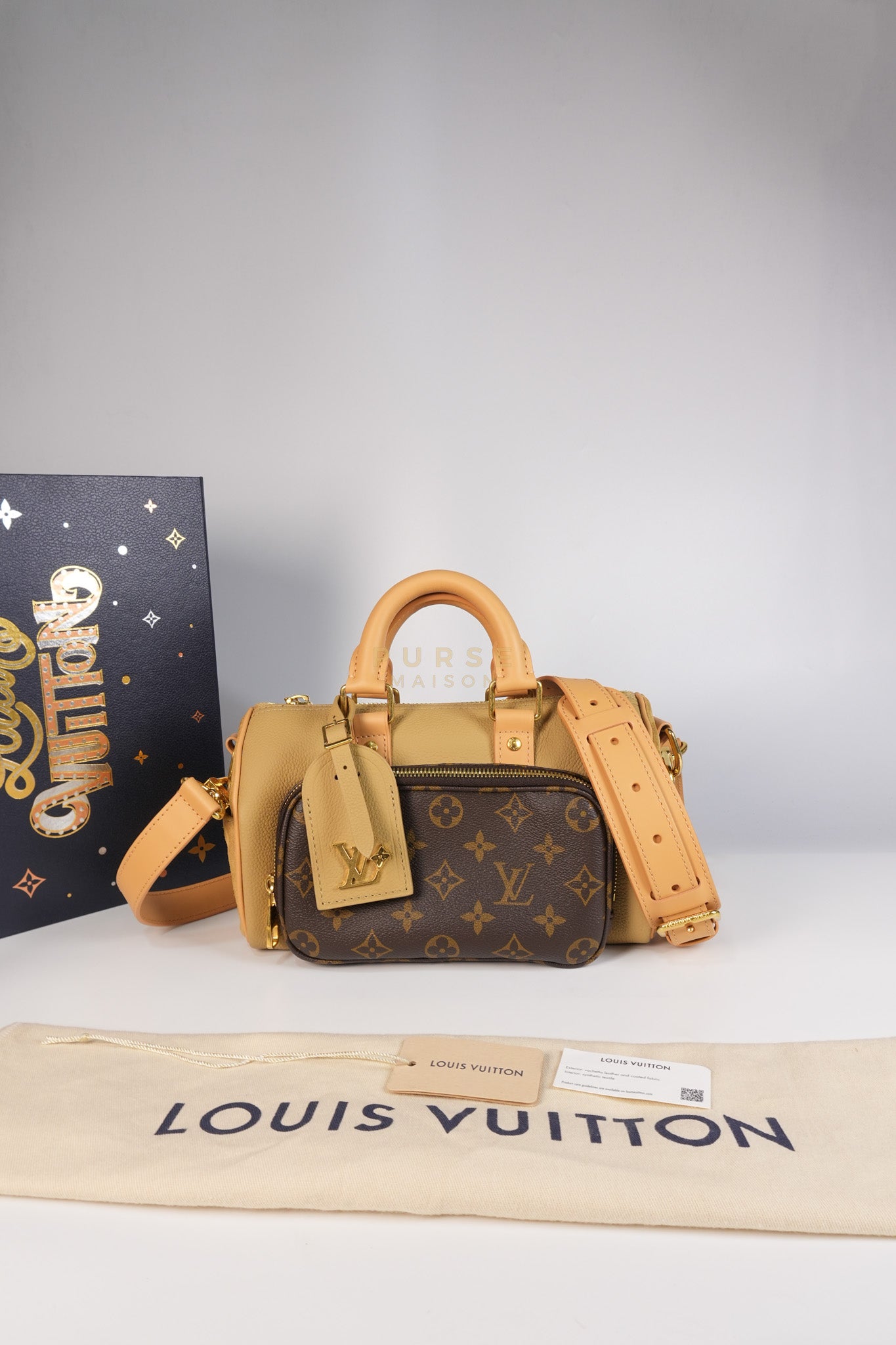 Keepall 25 Bandouliere Cargo in Tonal Suede/ Cowhide/Monogram Canvas (Microchip) | Purse Maison Luxury Bags Shop