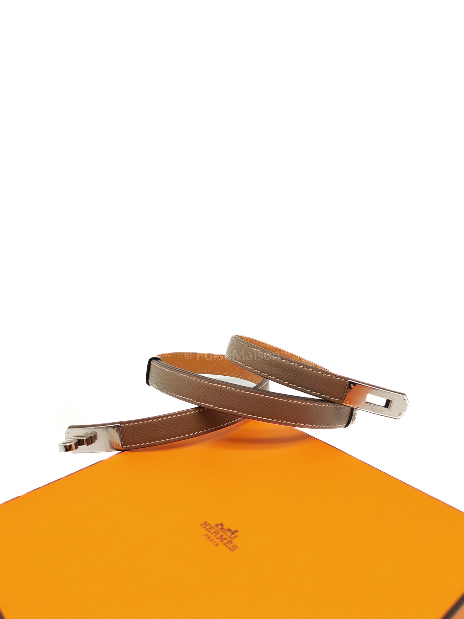 Kelly 18 Belt in Etoupe Epsom Leather & Palladium Hardware Stamp U(2022) | Purse Maison Luxury Bags Shop