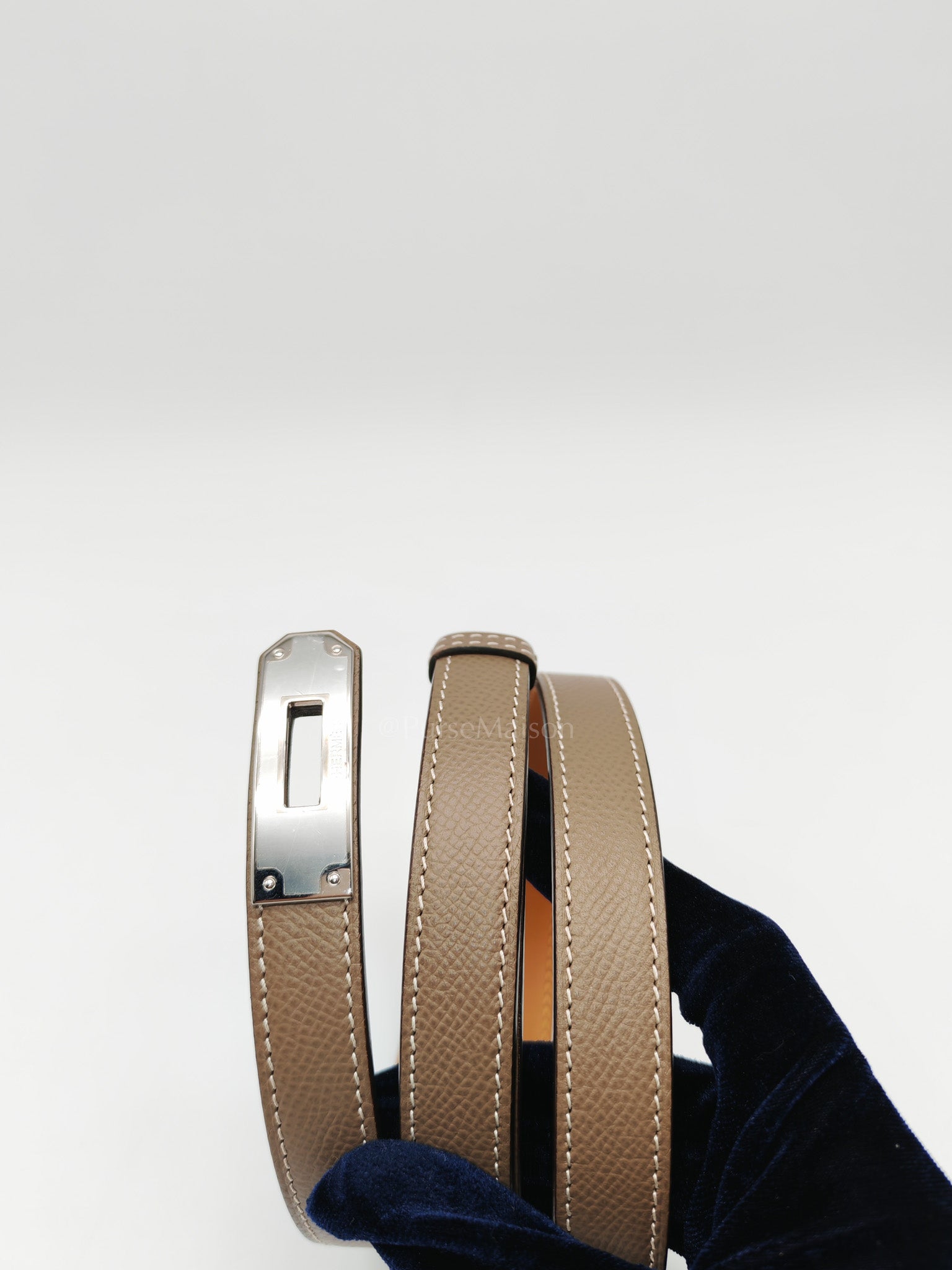Kelly 18 Belt in Etoupe Epsom Leather & Palladium Hardware Stamp U(2022) | Purse Maison Luxury Bags Shop