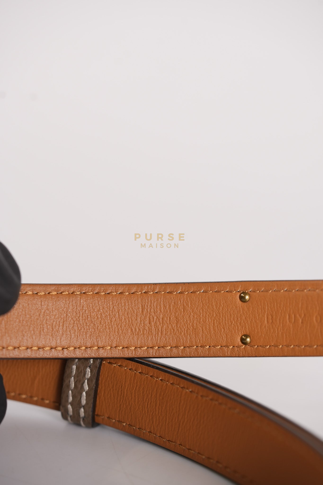 Kelly 18 Belt in Etoupe Epsom Leather & Rose Gold Hardware Stamp B (2023) | Purse Maison Luxury Bags Shop