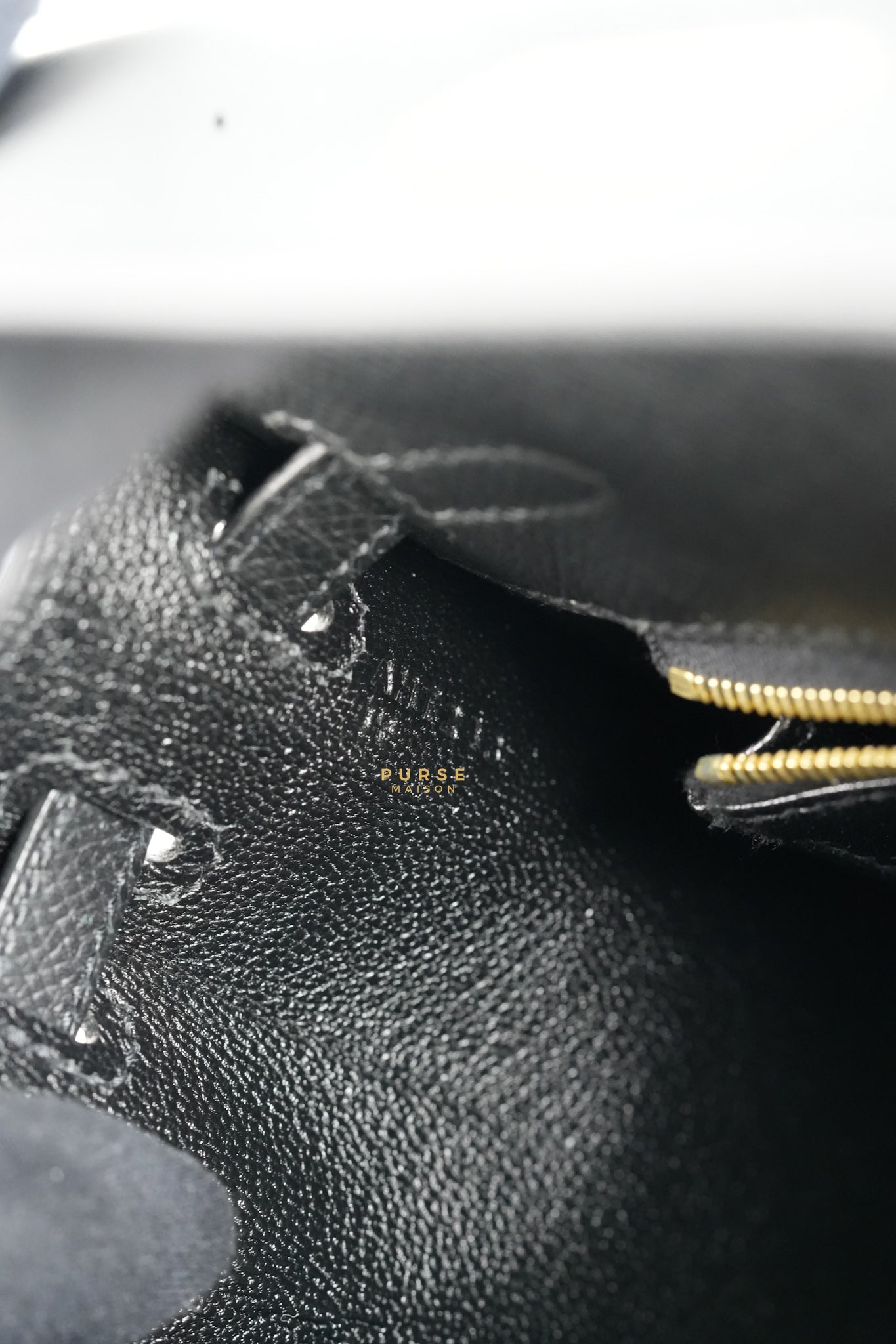 Kelly 25 Black Epsom Sellier Gold Hardware Stamp A | Purse Maison Luxury Bags Shop