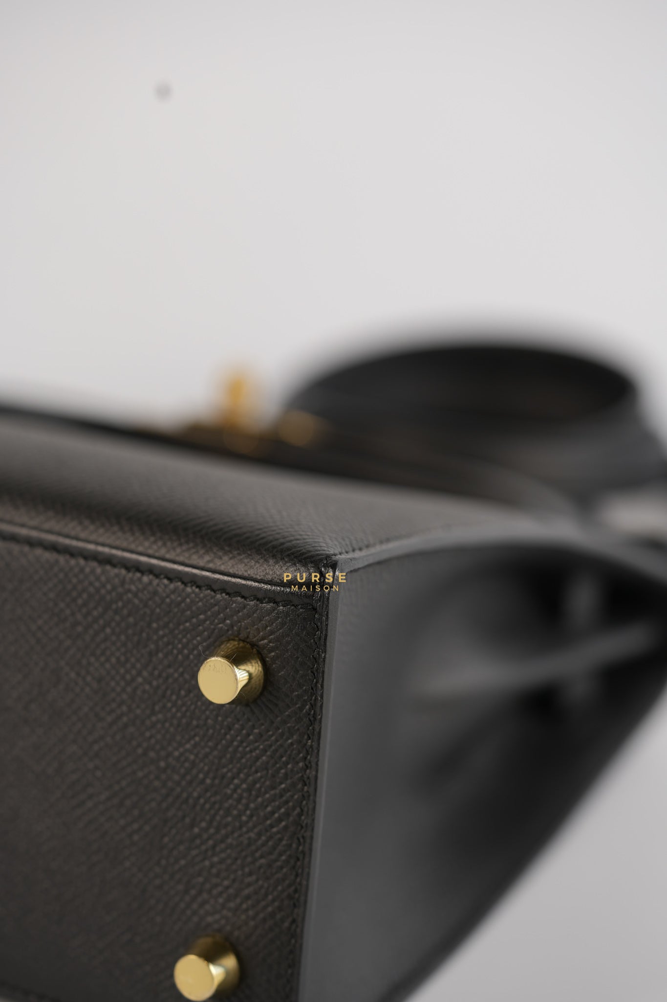 Kelly 25 Black Epsom Sellier Gold Hardware Stamp A | Purse Maison Luxury Bags Shop