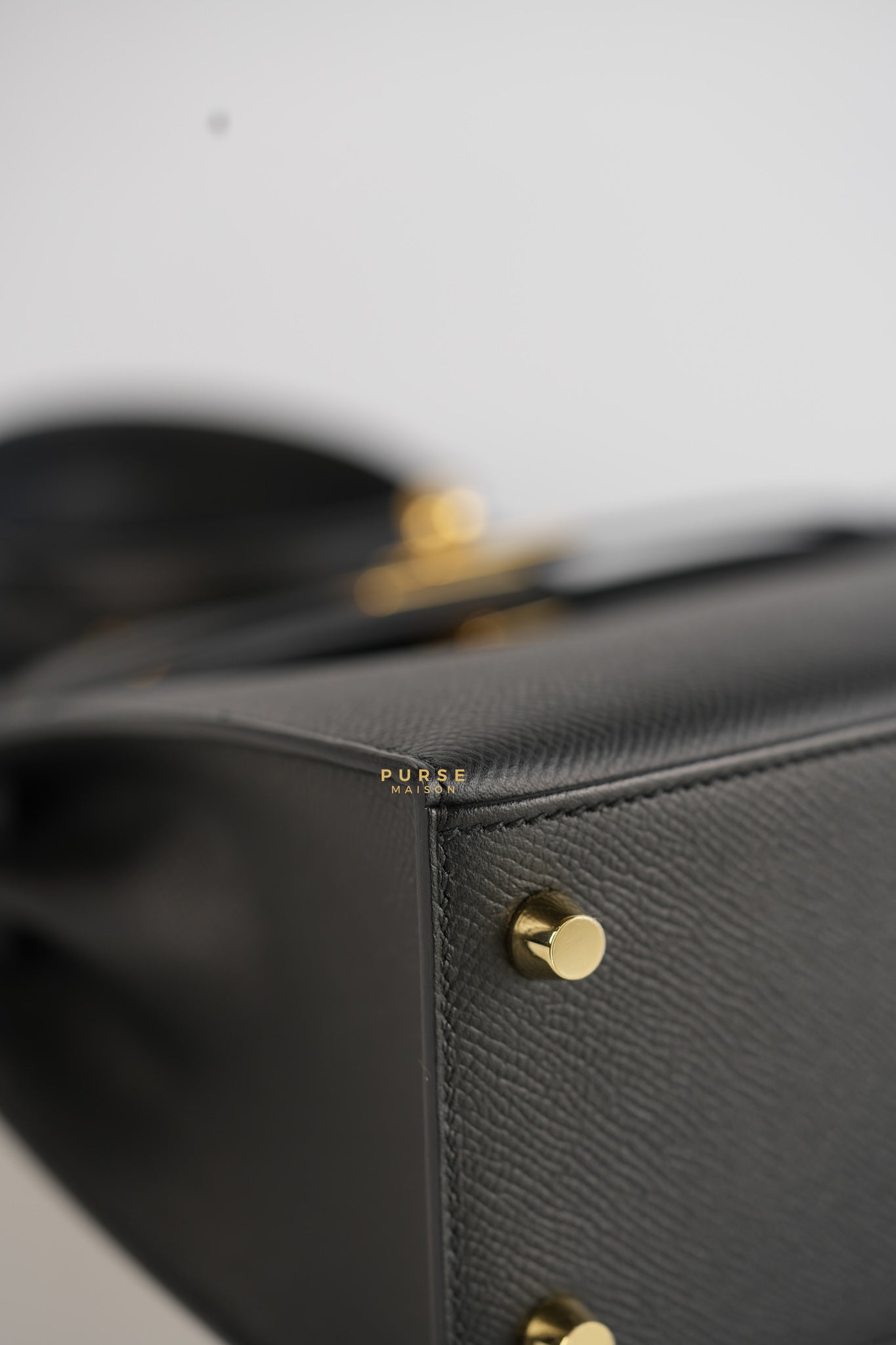 Kelly 25 Black Epsom Sellier Gold Hardware Stamp A | Purse Maison Luxury Bags Shop