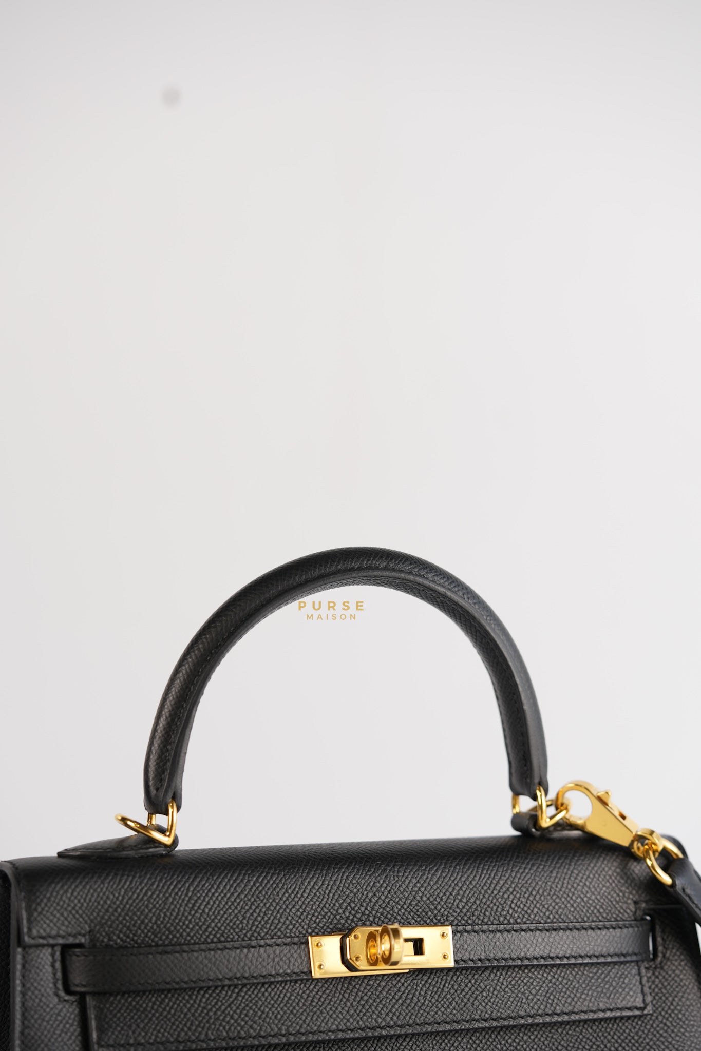 Kelly 25 Black Epsom Sellier Gold Hardware Stamp A | Purse Maison Luxury Bags Shop