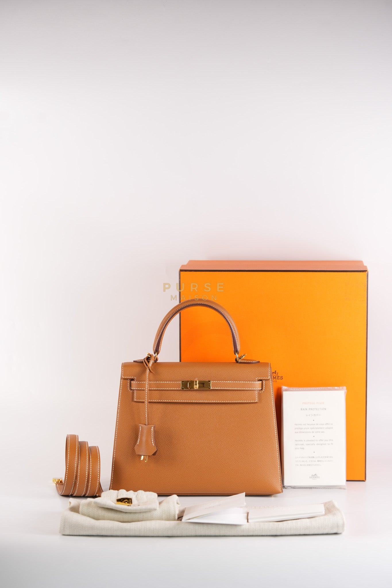 Kelly 25 Gold on Gold Sellier Epsom Leather Stamp Z (2021) | Purse Maison Luxury Bags Shop