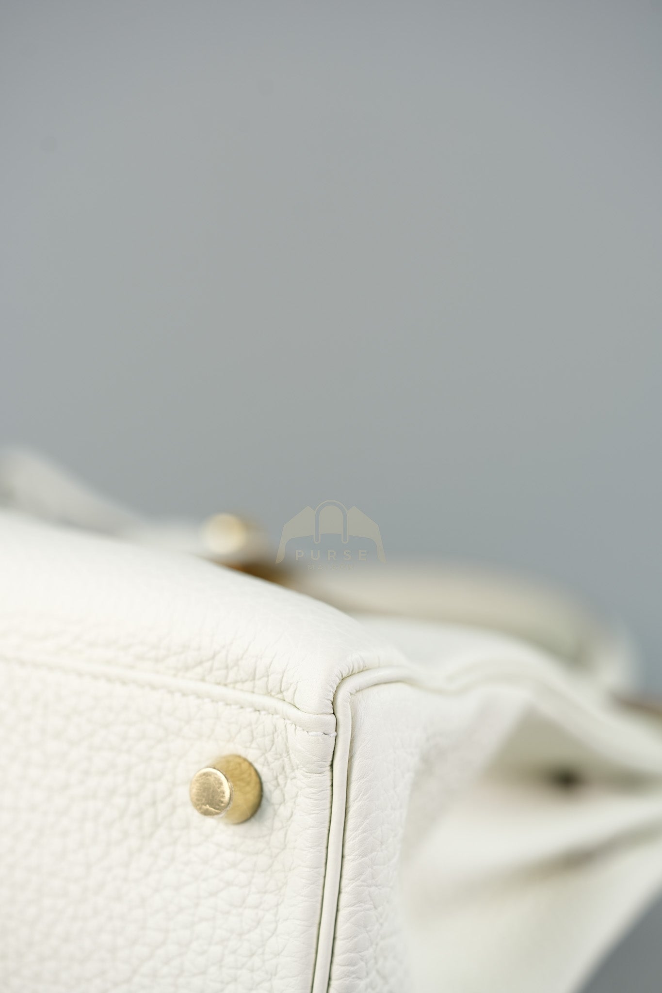 Kelly 25 in Mushroom Togo Leather Retourne & Gold Hardware Stamp B (2023) | Purse Maison Luxury Bags Shop