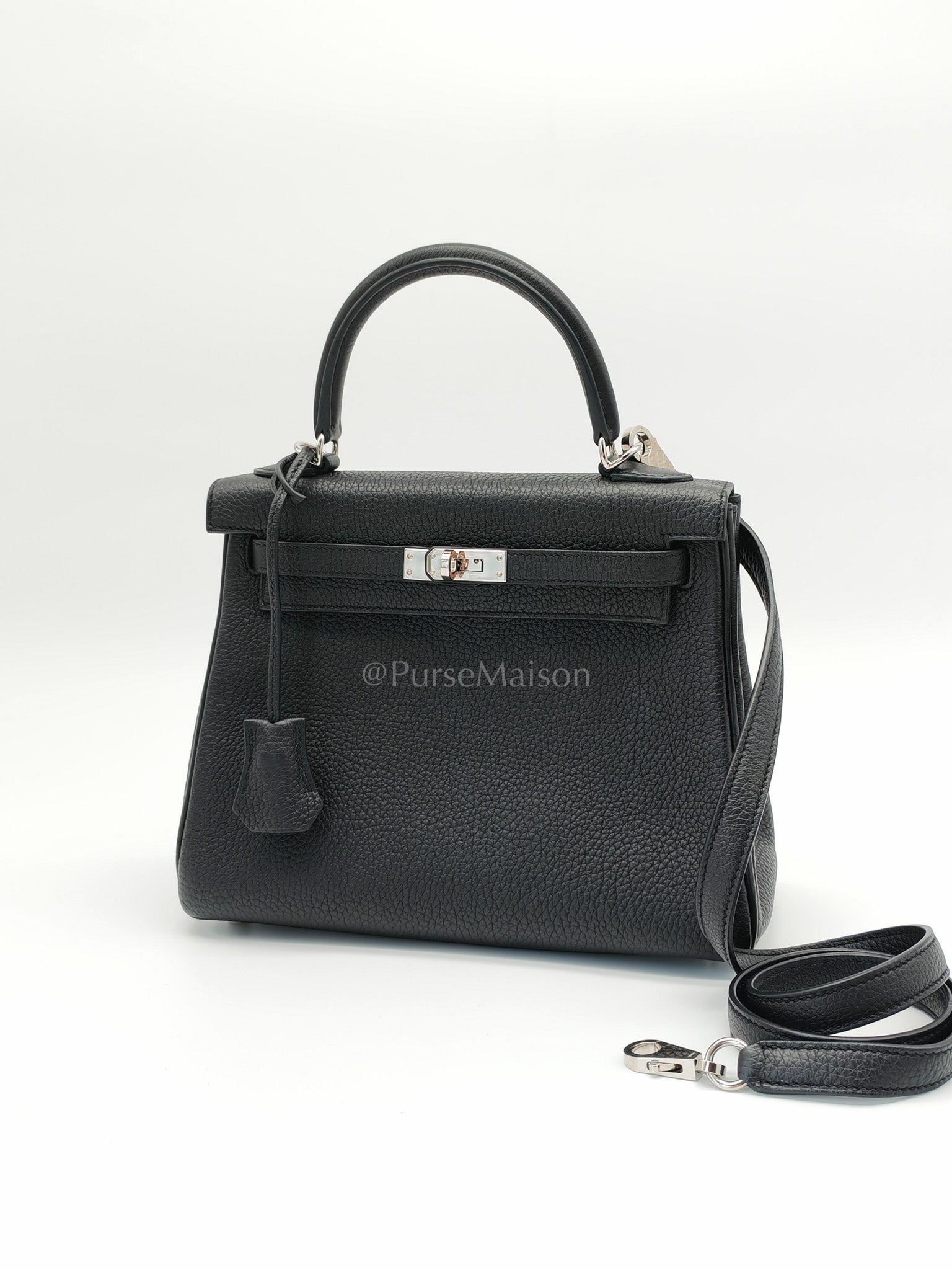 Kelly 25 Retourne in Black Togo Leather Palladium Hardware Stamp B(2023) | Purse Maison Luxury Bags Shop