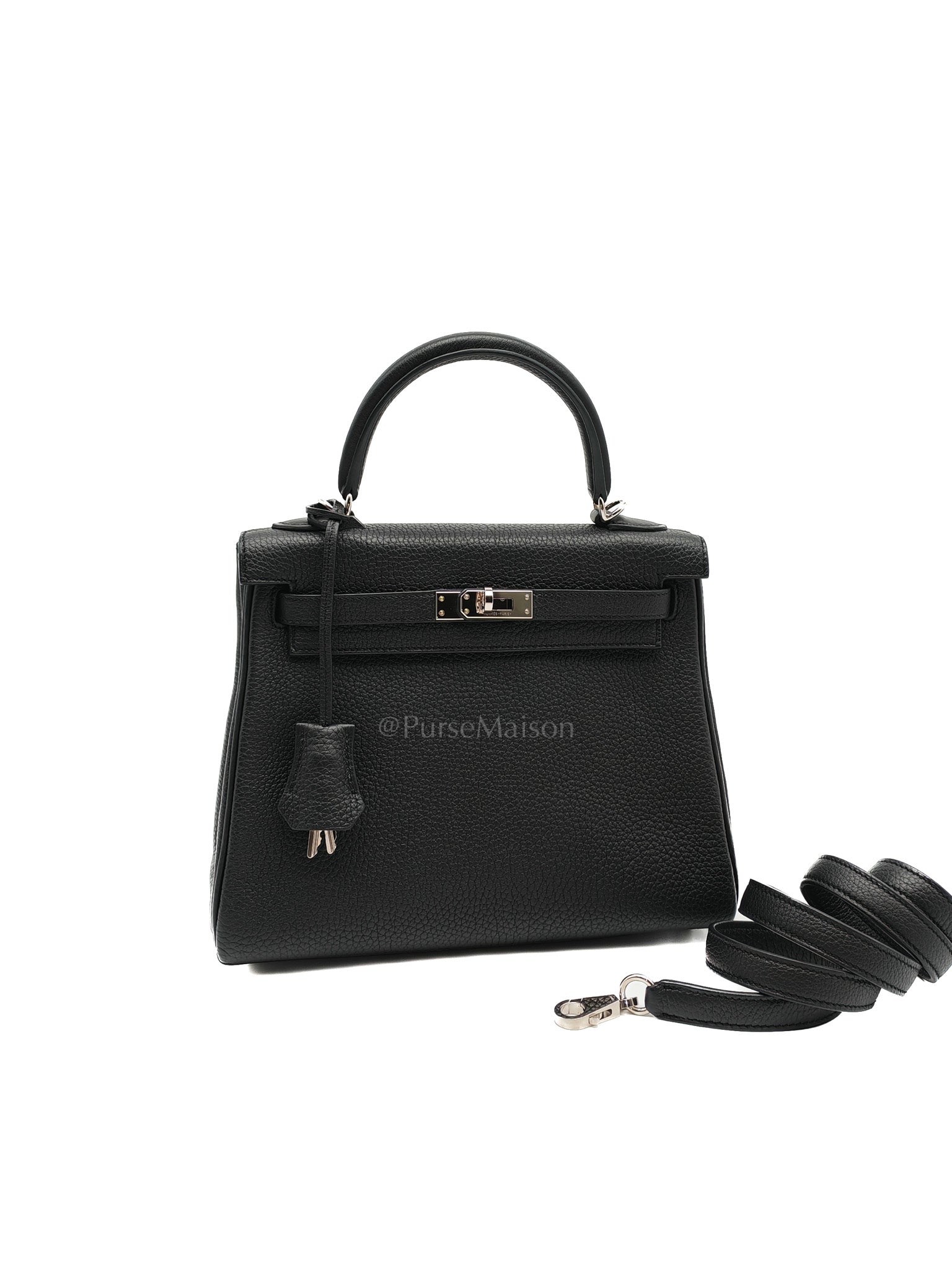 Kelly 25 Retourne in Black Togo Leather Palladium Hardware Stamp B(2023) | Purse Maison Luxury Bags Shop