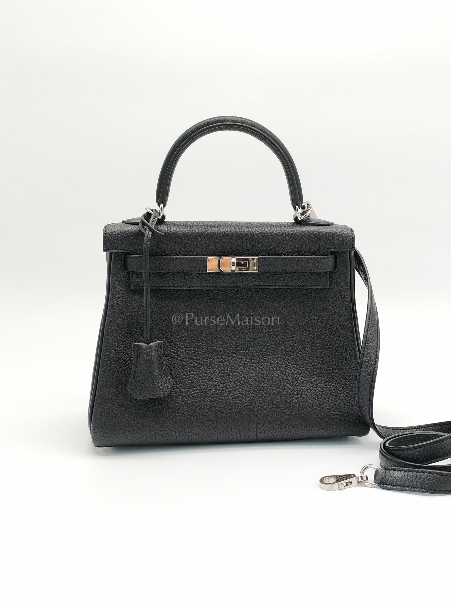 Kelly 25 Retourne in Black Togo Leather Palladium Hardware Stamp B(2023) | Purse Maison Luxury Bags Shop