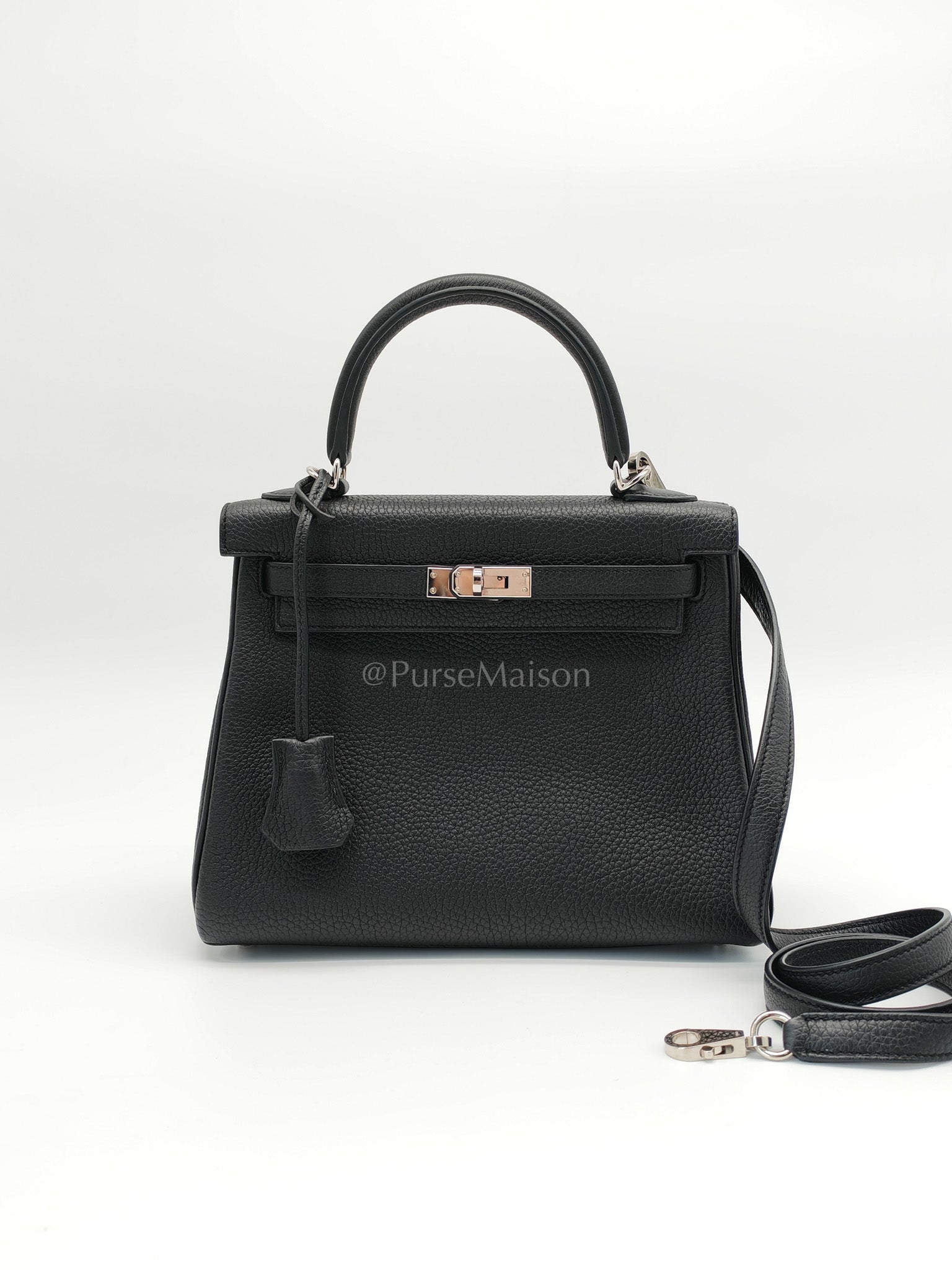 Kelly 25 Retourne in Black Togo Leather Palladium Hardware Stamp B(2023) | Purse Maison Luxury Bags Shop