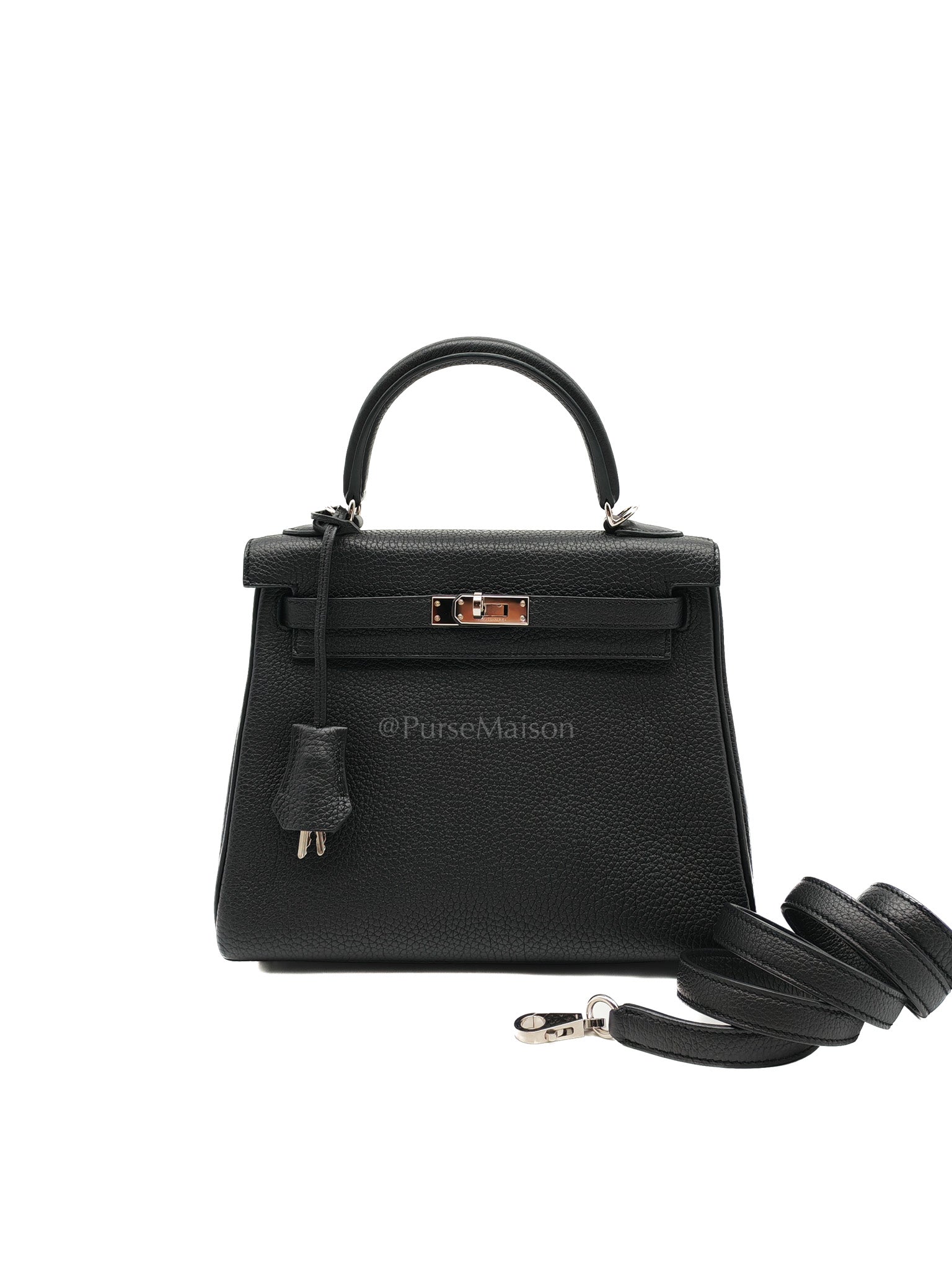 Kelly 25 Retourne in Black Togo Leather Palladium Hardware Stamp B(2023) | Purse Maison Luxury Bags Shop