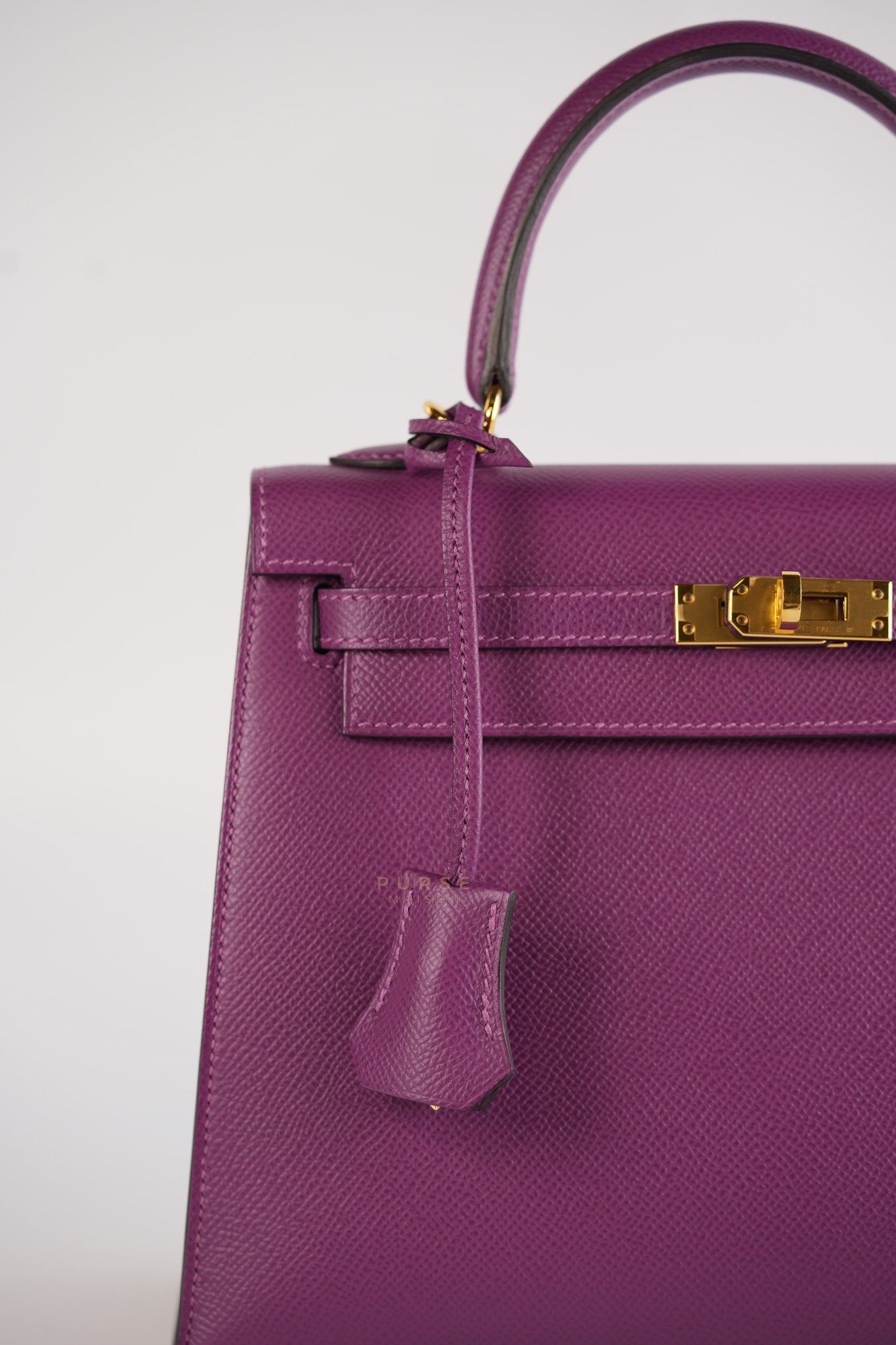 Kelly 25 Sellier Anemone in Epsom Leather and Gold Hardware Stamp D (2019) | Purse Maison Luxury Bags Shop