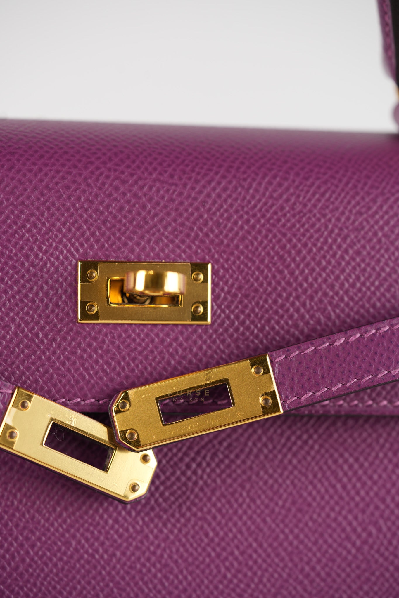 Kelly 25 Sellier Anemone in Epsom Leather and Gold Hardware Stamp D (2019) | Purse Maison Luxury Bags Shop