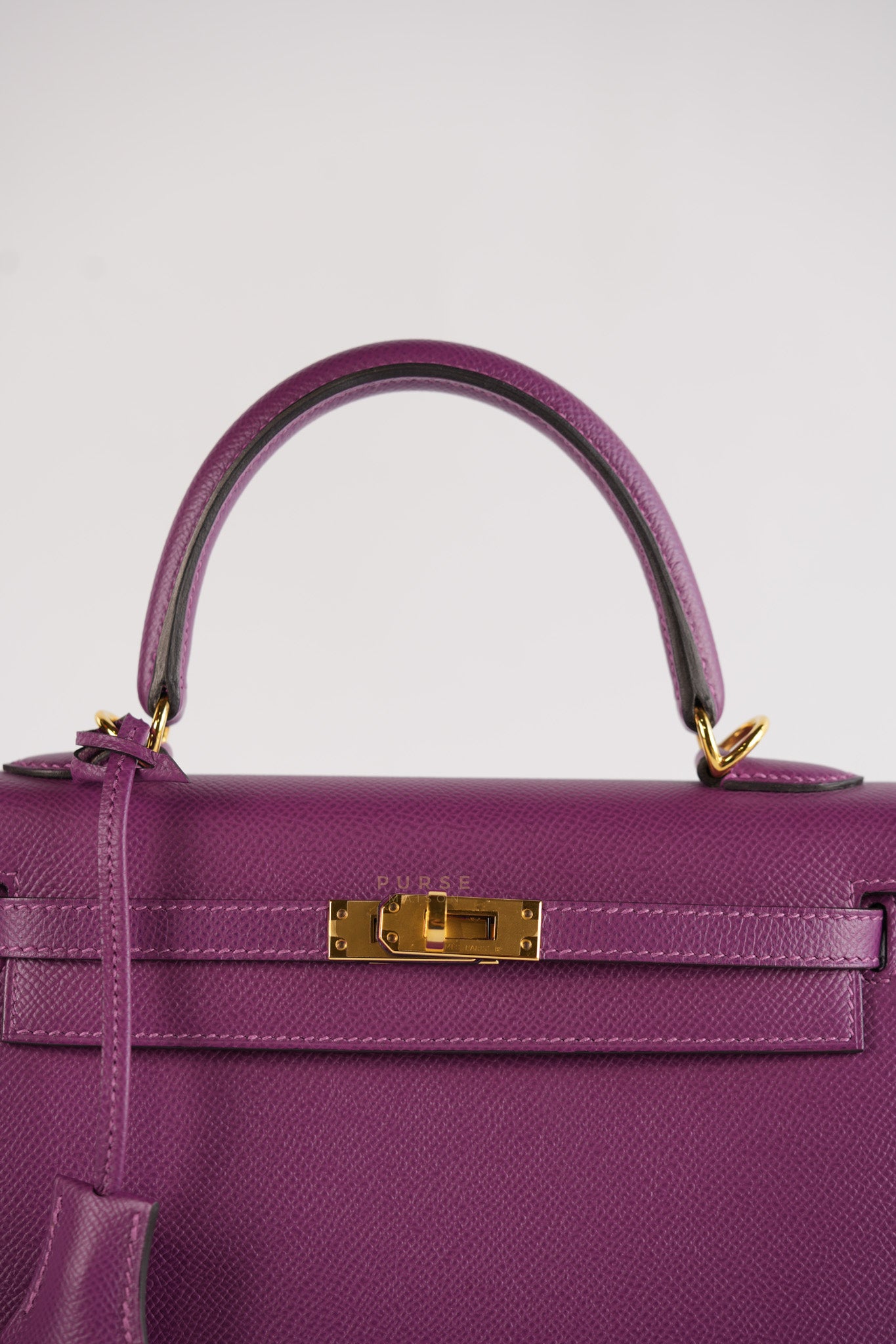 Kelly 25 Sellier Anemone in Epsom Leather and Gold Hardware Stamp D (2019) | Purse Maison Luxury Bags Shop
