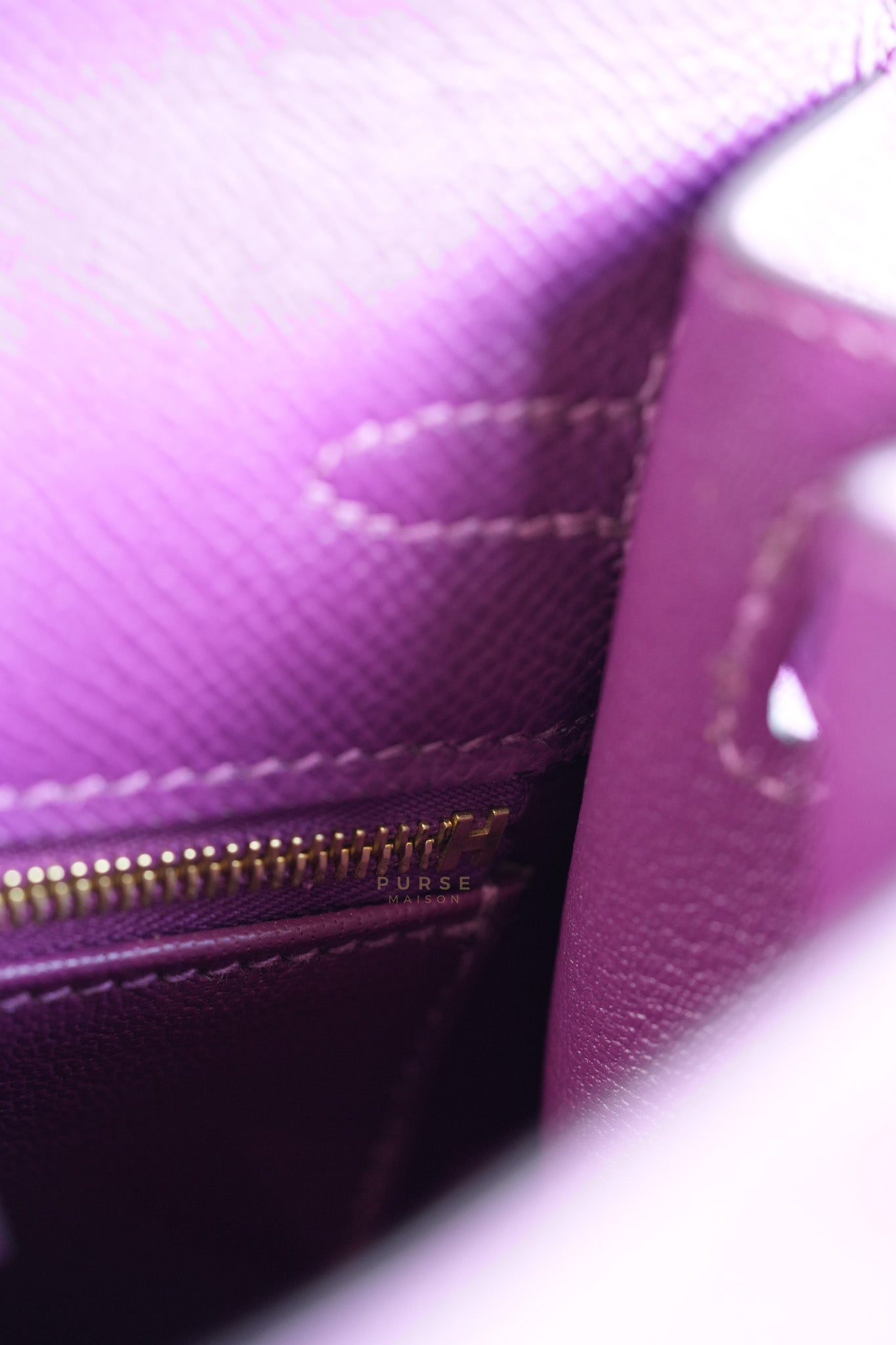 Kelly 25 Sellier Anemone in Epsom Leather and Gold Hardware Stamp D (2019) | Purse Maison Luxury Bags Shop
