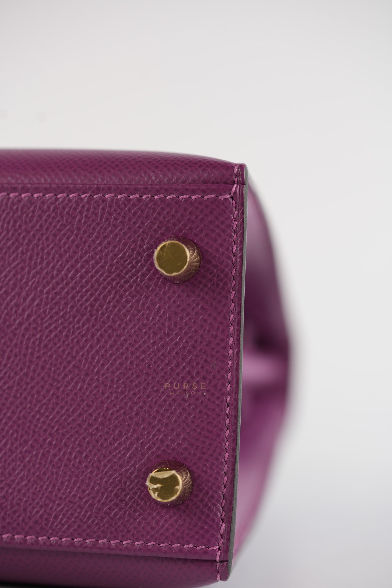 Kelly 25 Sellier Anemone in Epsom Leather and Gold Hardware Stamp D (2019) | Purse Maison Luxury Bags Shop