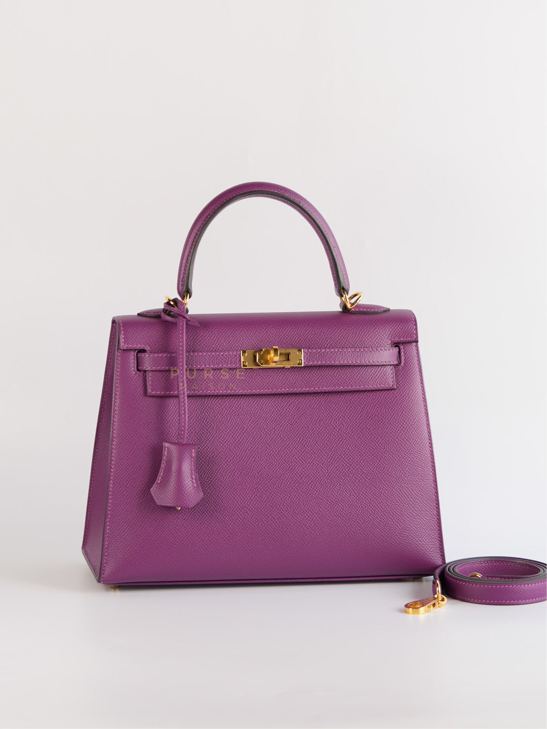 Kelly 25 Sellier Anemone in Epsom Leather and Gold Hardware Stamp D (2019) | Purse Maison Luxury Bags Shop