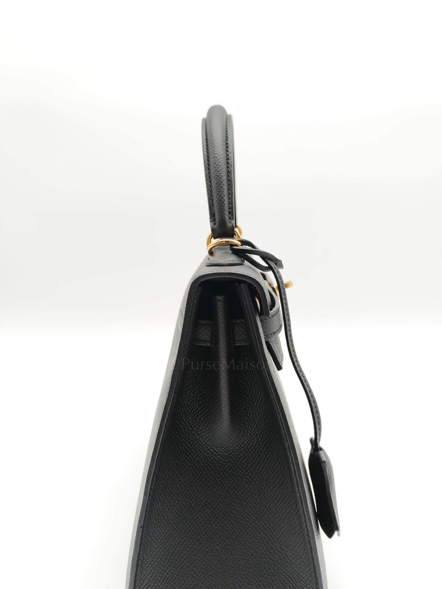 Kelly 25 Sellier Black/Noir Epsom Leather in Gold Hardware Stamp B(2023) | Purse Maison Luxury Bags Shop