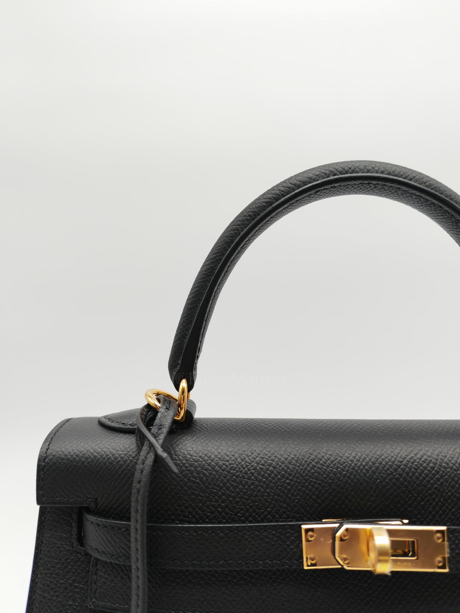 Kelly 25 Sellier Black/Noir Epsom Leather in Gold Hardware Stamp B(2023) | Purse Maison Luxury Bags Shop