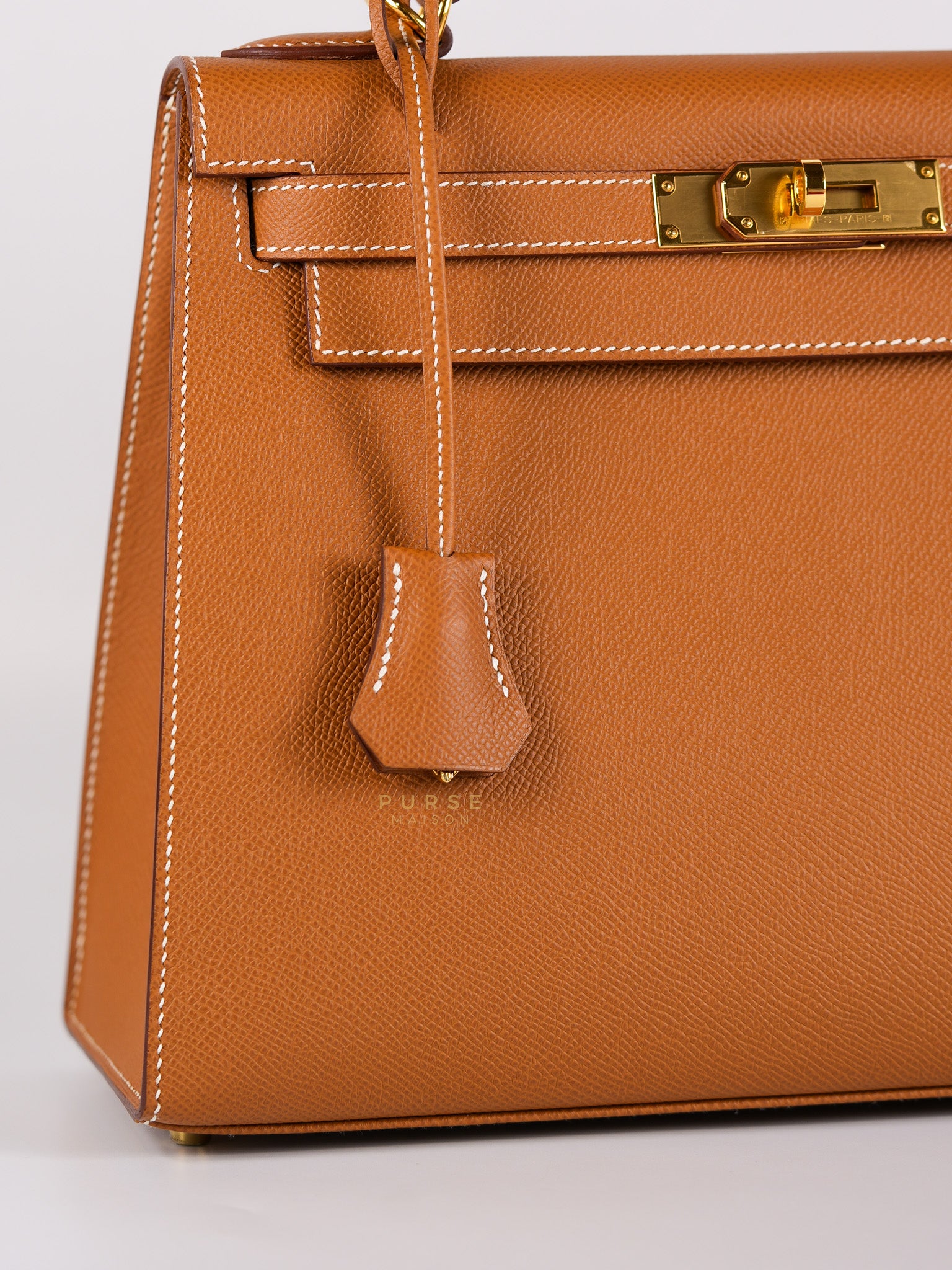 Kelly 28 Gold on Gold Epsom Leather in Gold Hardware Stamp B (2023) | Purse Maison Luxury Bags Shop