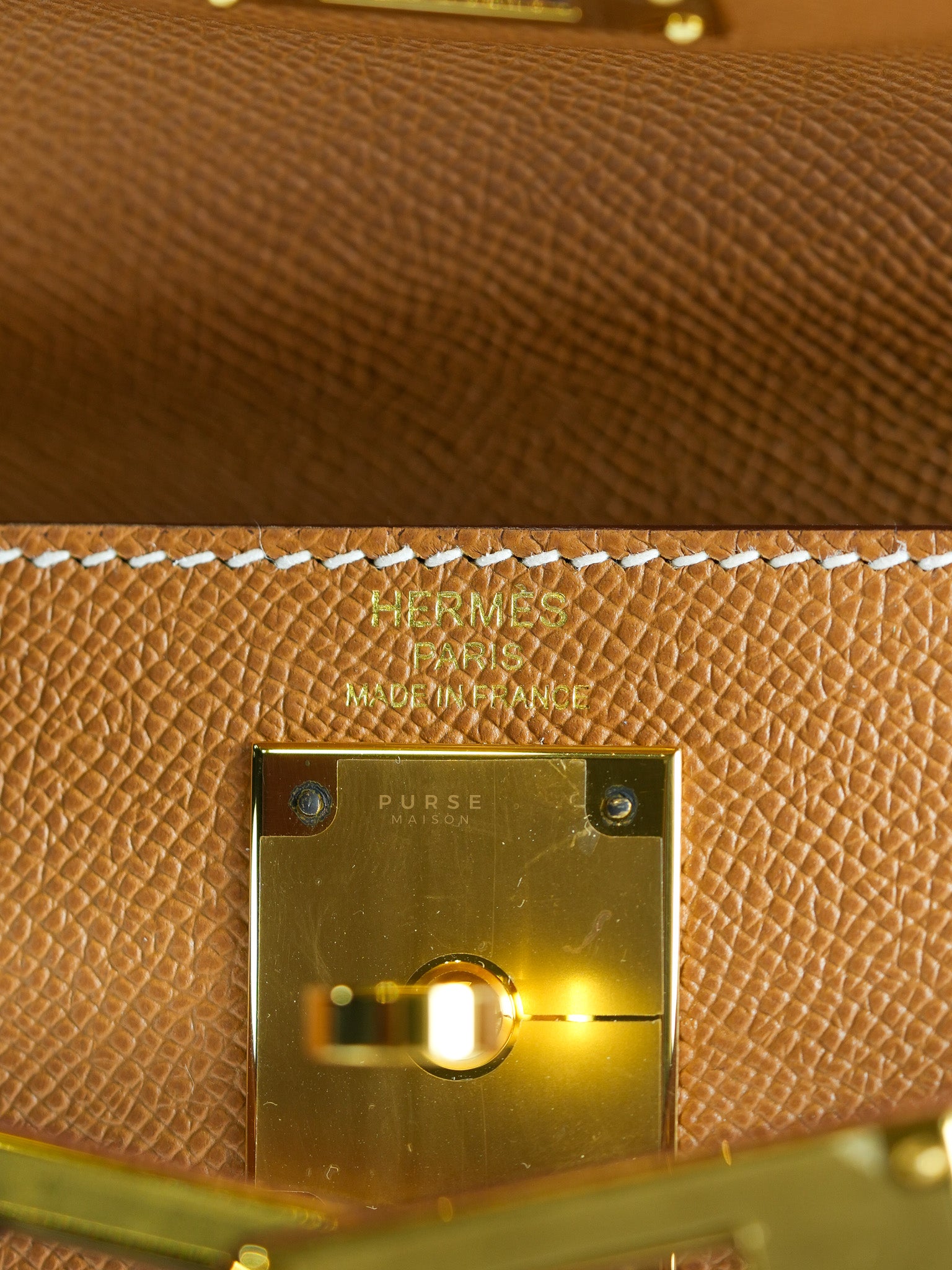 Kelly 28 Gold on Gold Epsom Leather in Gold Hardware Stamp B (2023) | Purse Maison Luxury Bags Shop