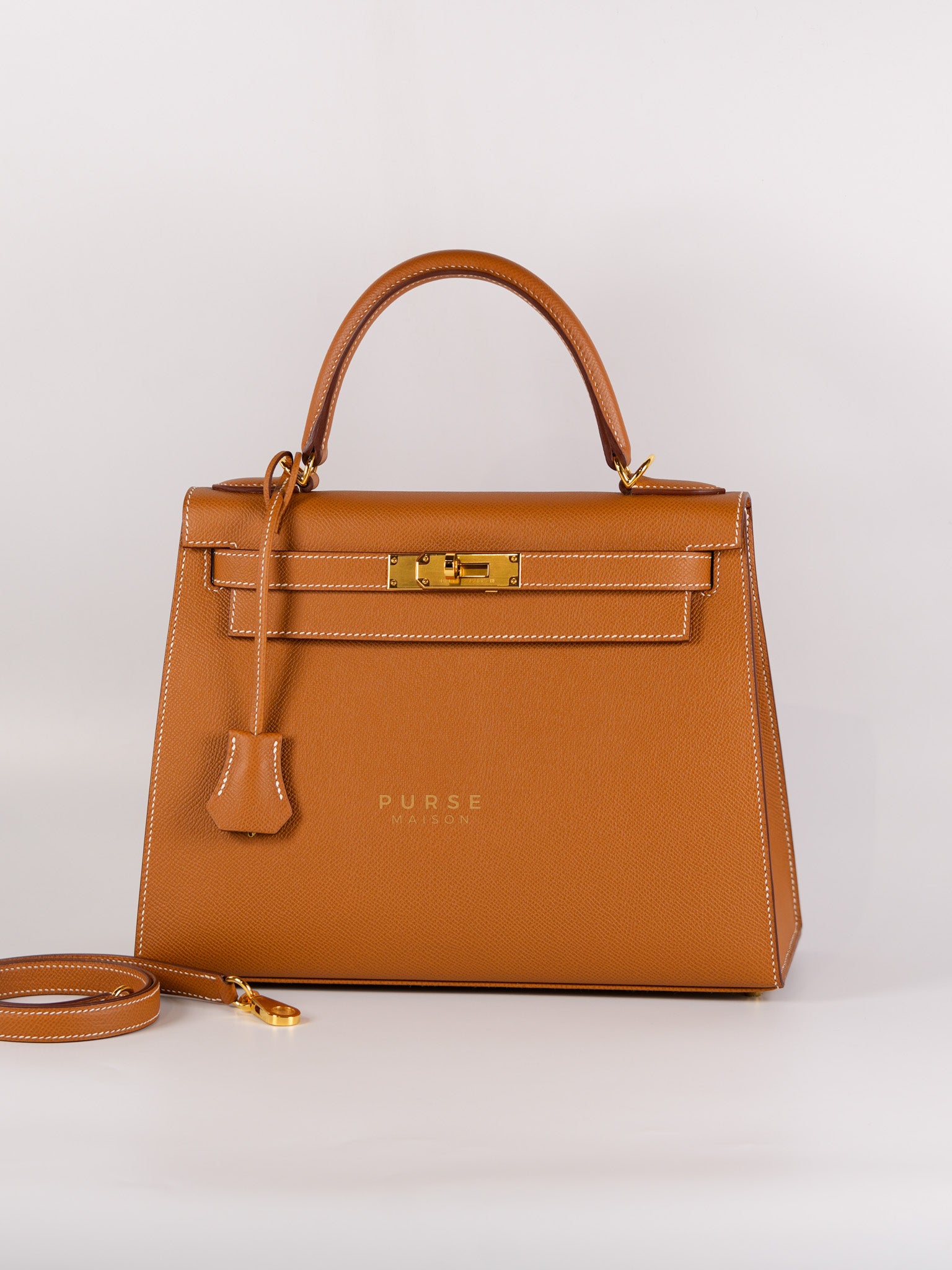 Kelly 28 Gold on Gold Epsom Leather in Gold Hardware Stamp B (2023) | Purse Maison Luxury Bags Shop
