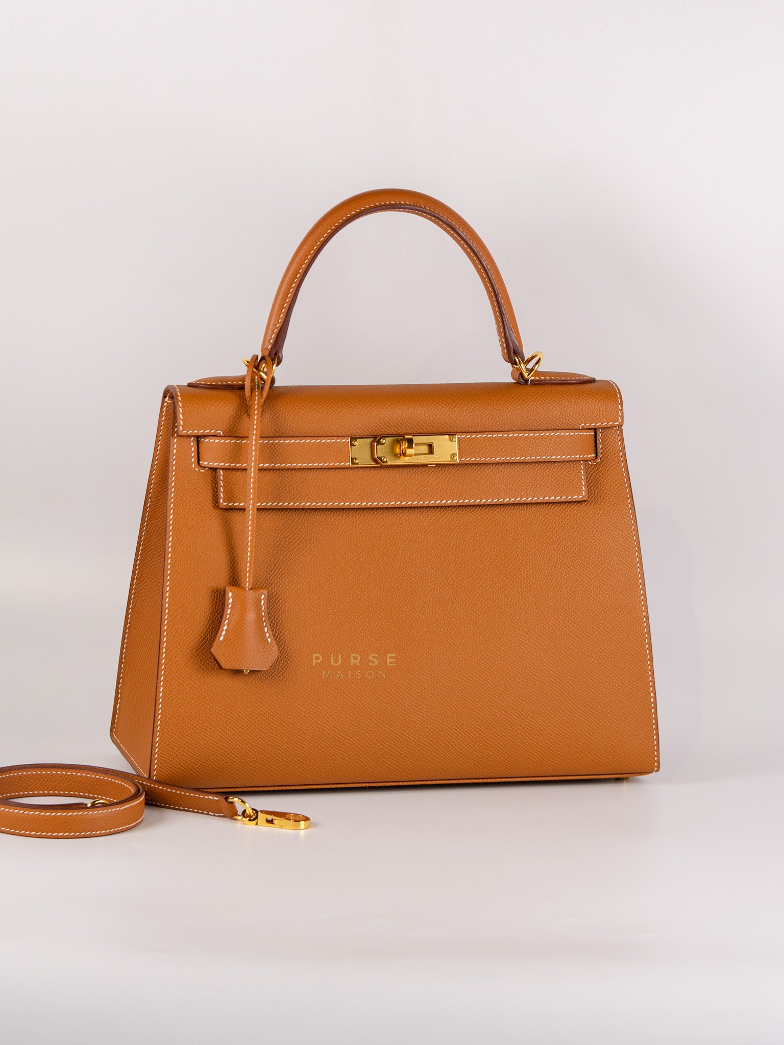 Kelly 28 Gold on Gold Epsom Leather in Gold Hardware Stamp B (2023) | Purse Maison Luxury Bags Shop