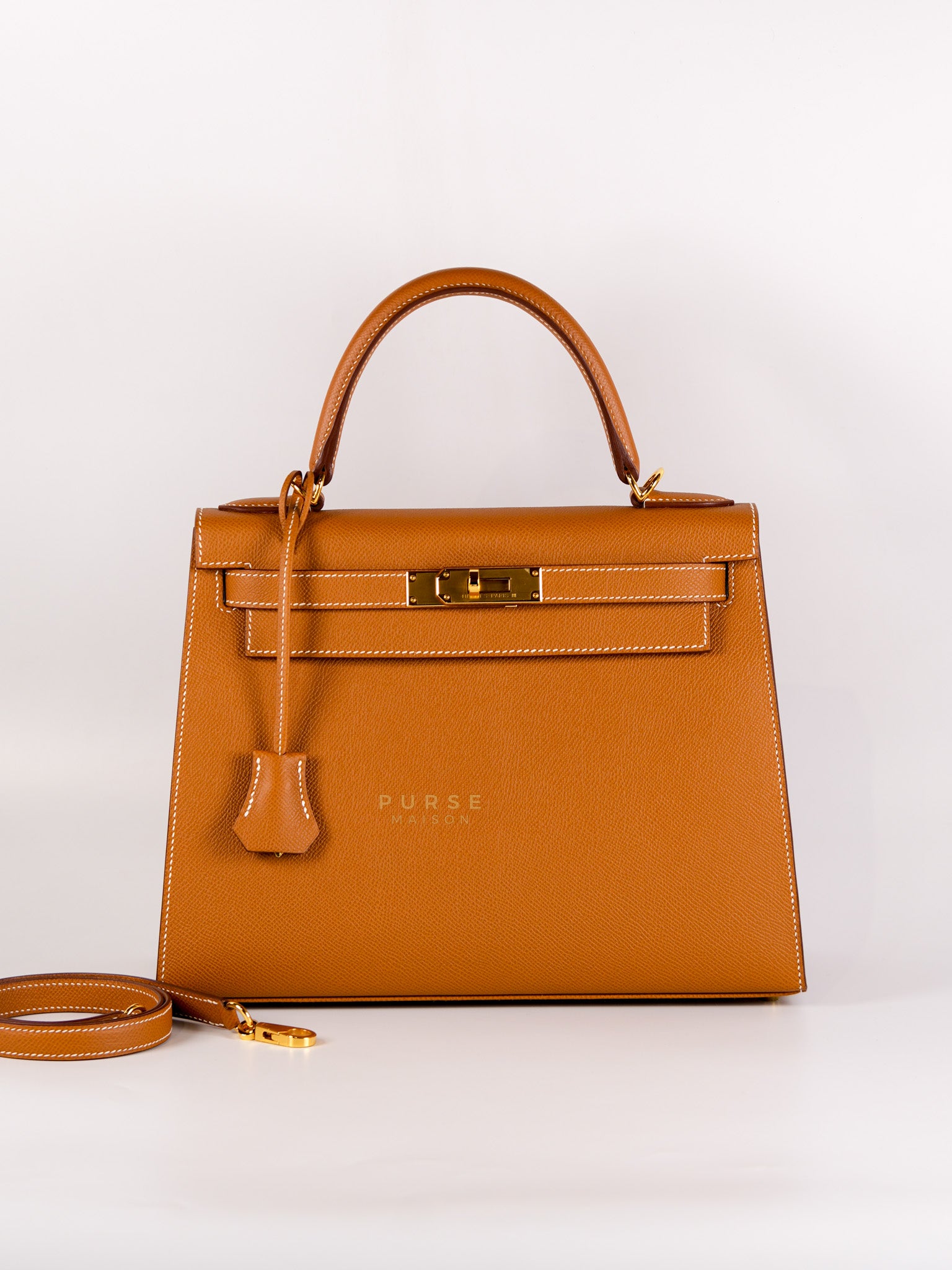 Kelly 28 Gold on Gold Epsom Leather in Gold Hardware Stamp B (2023) | Purse Maison Luxury Bags Shop