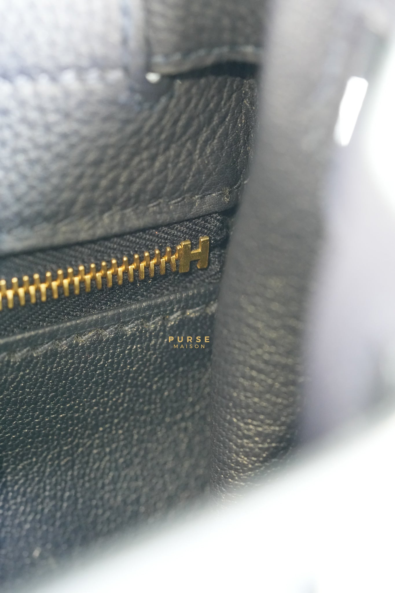 Kelly 28 in Bleu Nuit Togo Leather and Gold Hardware Stamp D | Purse Maison Luxury Bags Shop