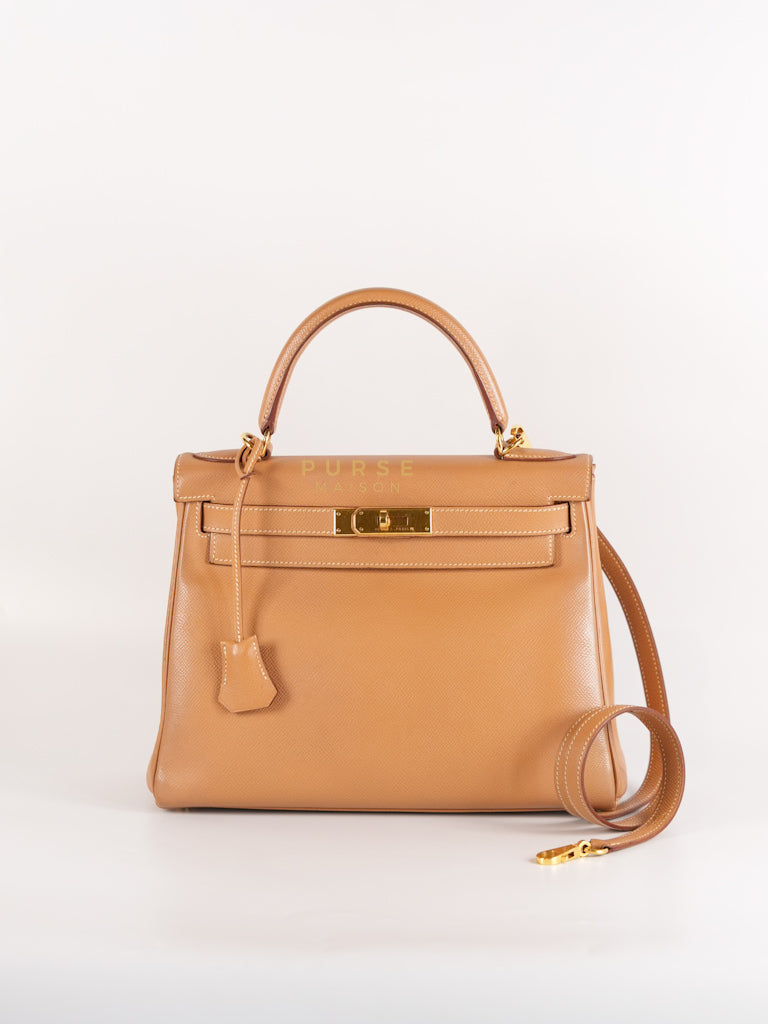 Kelly 28 in Naturel Sable Epsom Leather & Gold Hardware Stamp D Square (2000) | Purse Maison Luxury Bags Shop