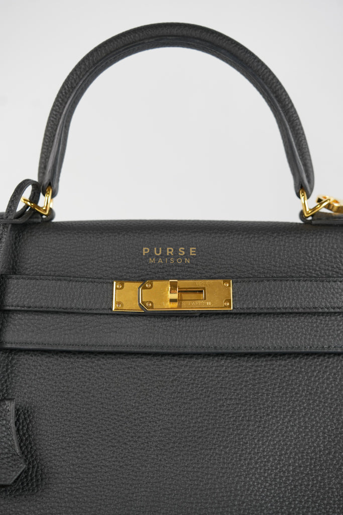 Kelly 28 in Noir Togo Leather & Gold Hardware Stamp W(2024) | Purse Maison Luxury Bags Shop
