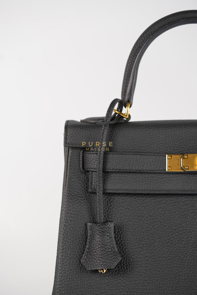 Kelly 28 in Noir Togo Leather & Gold Hardware Stamp W(2024) | Purse Maison Luxury Bags Shop