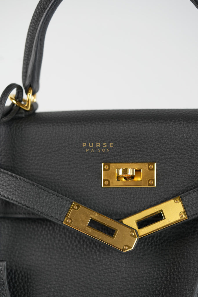 Kelly 28 in Noir Togo Leather & Gold Hardware Stamp W(2024) | Purse Maison Luxury Bags Shop