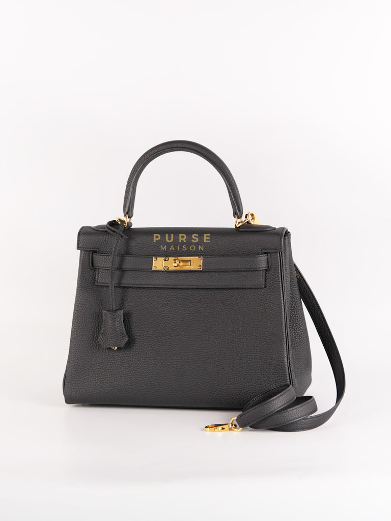 Kelly 28 in Noir Togo Leather & Gold Hardware Stamp W(2024) | Purse Maison Luxury Bags Shop