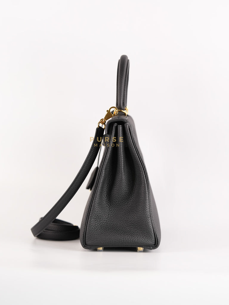 Kelly 28 in Noir Togo Leather & Gold Hardware Stamp W(2024) | Purse Maison Luxury Bags Shop