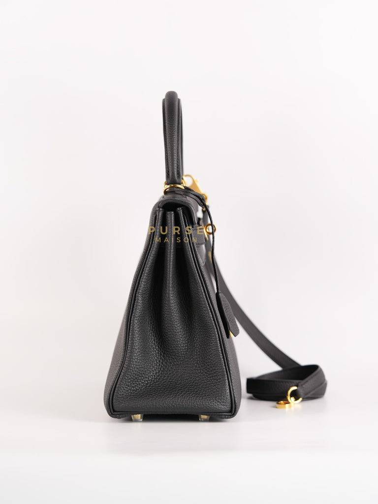 Kelly 28 in Noir Togo Leather & Gold Hardware Stamp W(2024) | Purse Maison Luxury Bags Shop