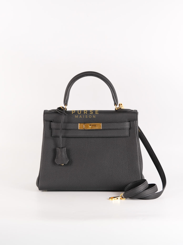 Kelly 28 in Noir Togo Leather & Gold Hardware Stamp W(2024) | Purse Maison Luxury Bags Shop