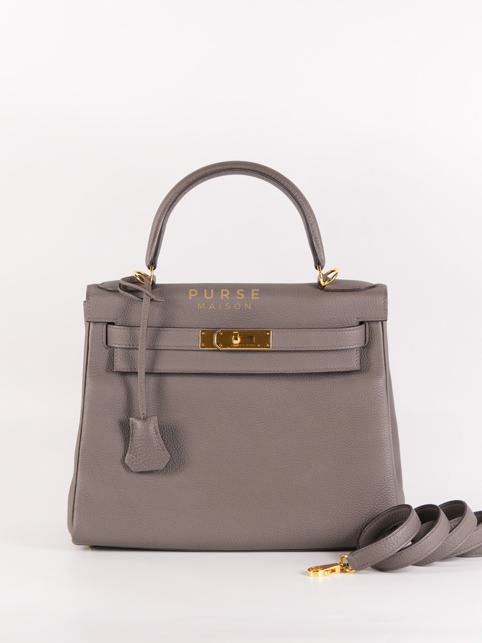 Kelly 28 Retourne Etain in Togo Leather and Gold Hardware Stamp A (2017) | Purse Maison Luxury Bags Shop