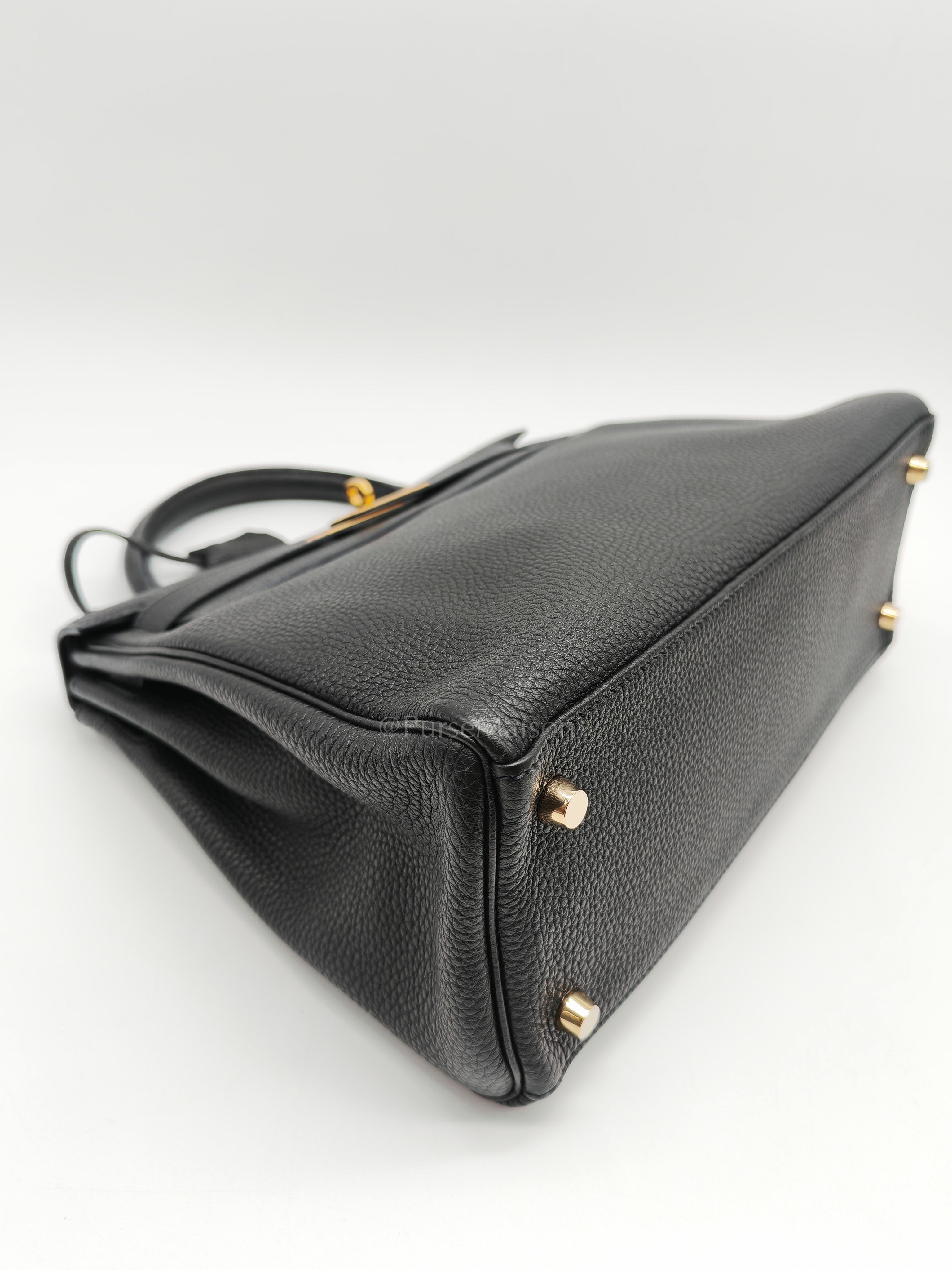 Kelly 28 Retourne in Black Togo Leather & Gold Hardware Stamp Square M (2009) | Purse Maison Luxury Bags Shop